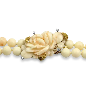 Estate 14K Yellow Gold Coral Bead Necklace