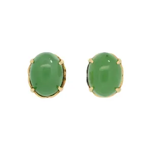 Estate 18k Jade Cabochon Stud Earrings