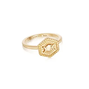 Estée Lalonde Goddess Hexagonal Ring 18Ct Gold Plate