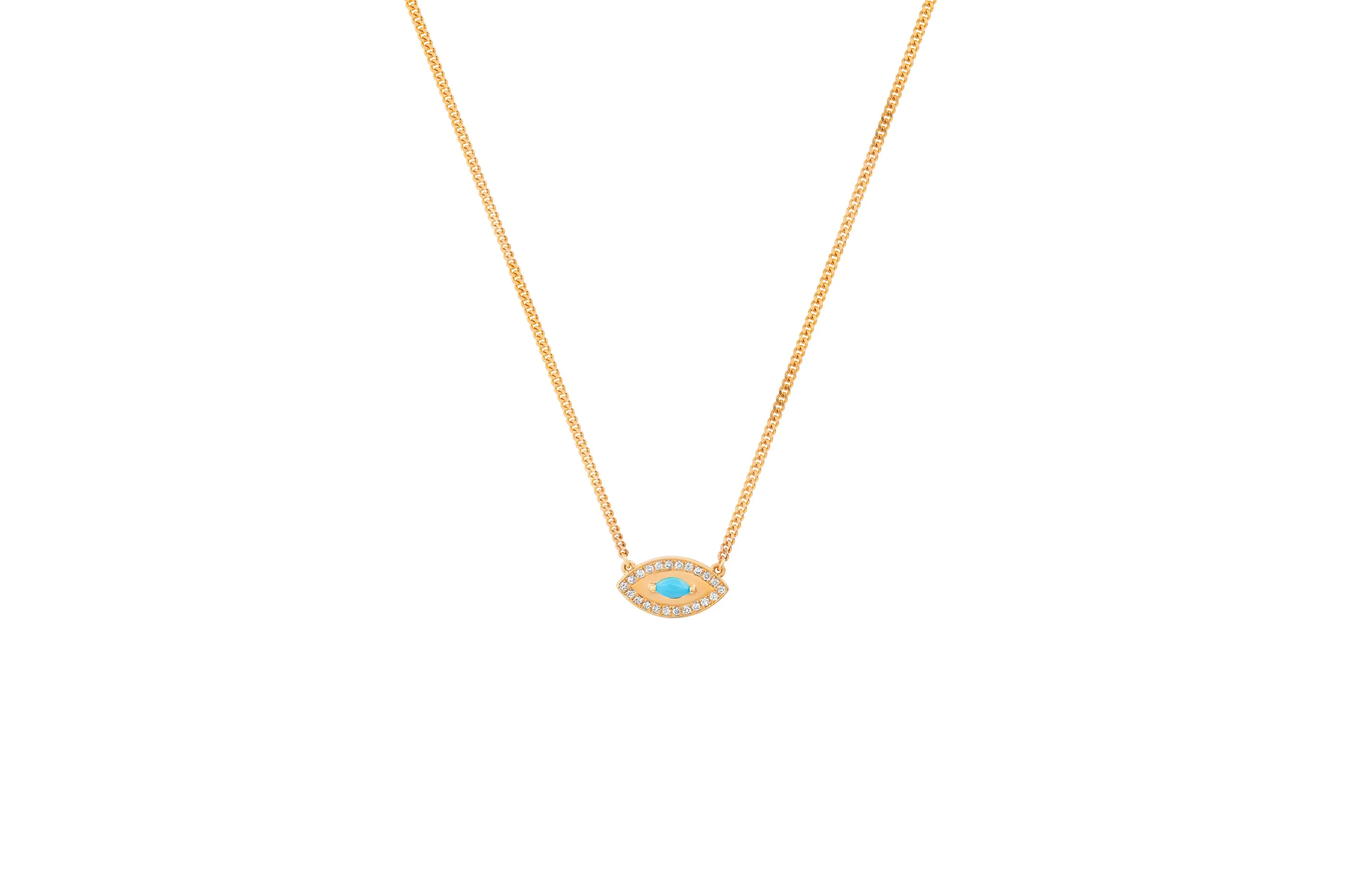 Evil Eye Necklace w/ Turquoise Marquise