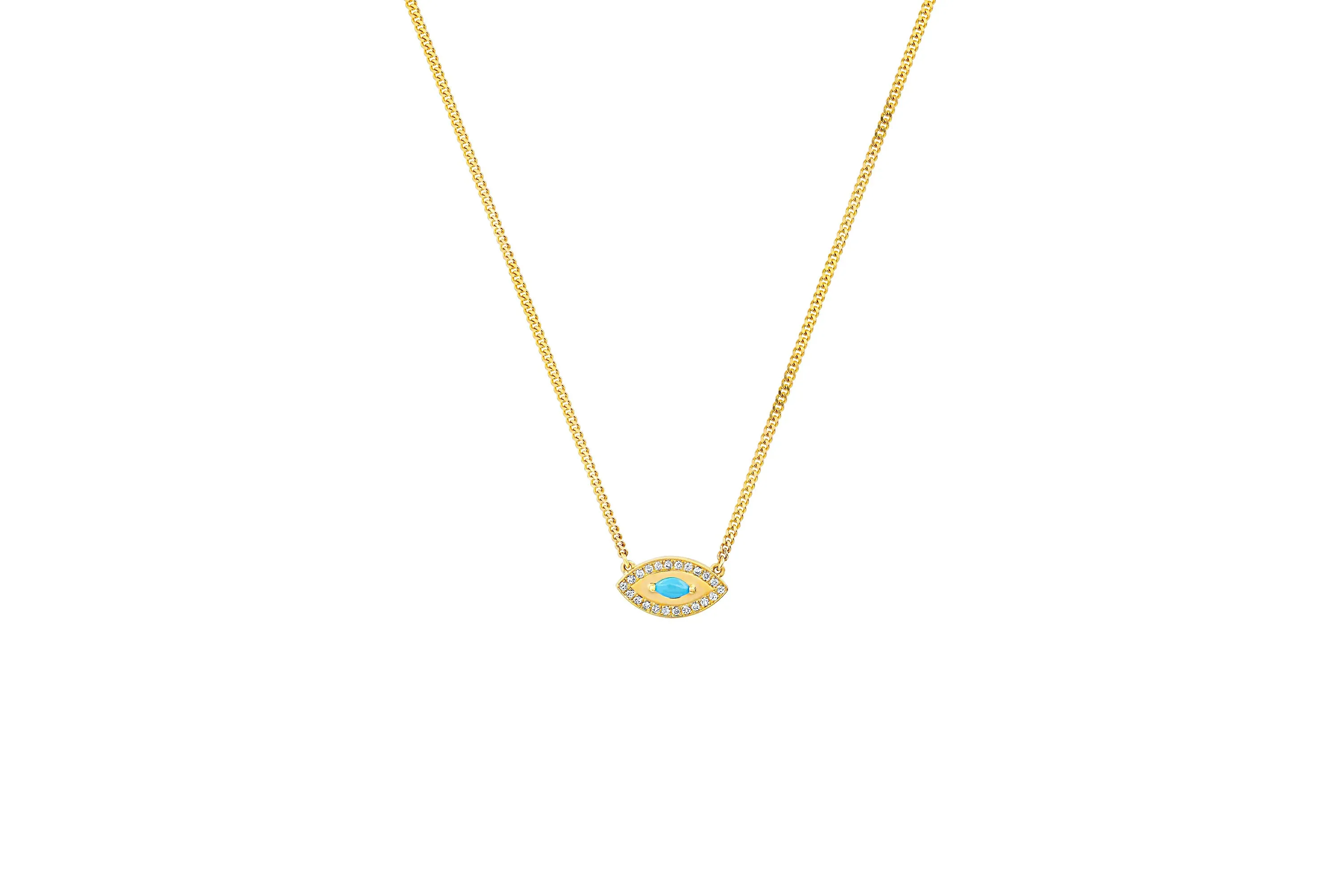 Evil Eye Necklace w/ Turquoise Marquise