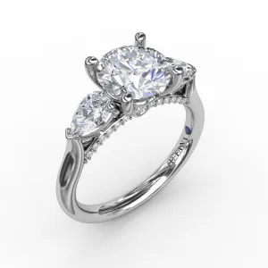 Fana Classic Three-Stone Engagement Ring With Pear-Shape Side Diamonds 3226