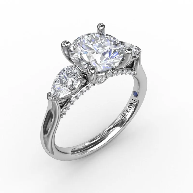 Fana Classic Three-Stone Engagement Ring With Pear-Shape Side Diamonds 3226