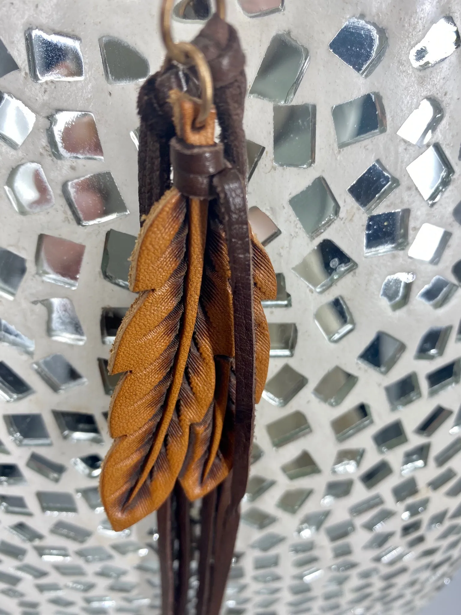 Fossil Turquoise Long Necklace with Leather Tassel