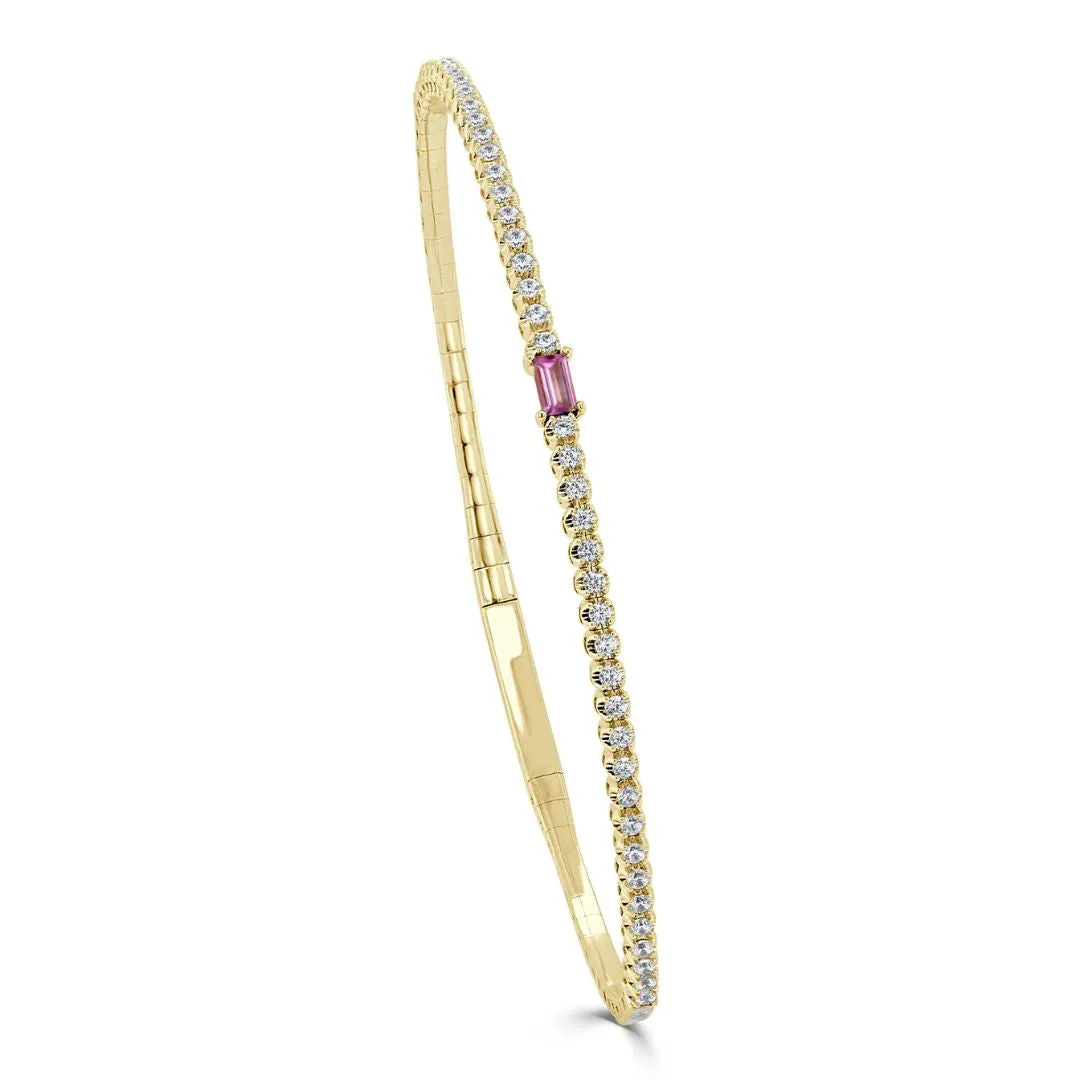 Gemstone and Diamond Flexible Bangle Bracelet