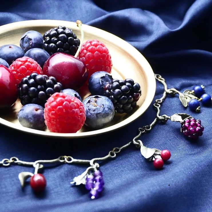 Gemstone Fruit Charm Bracelet