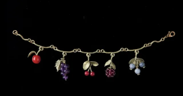 Gemstone Fruit Charm Bracelet