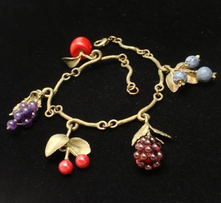 Gemstone Fruit Charm Bracelet