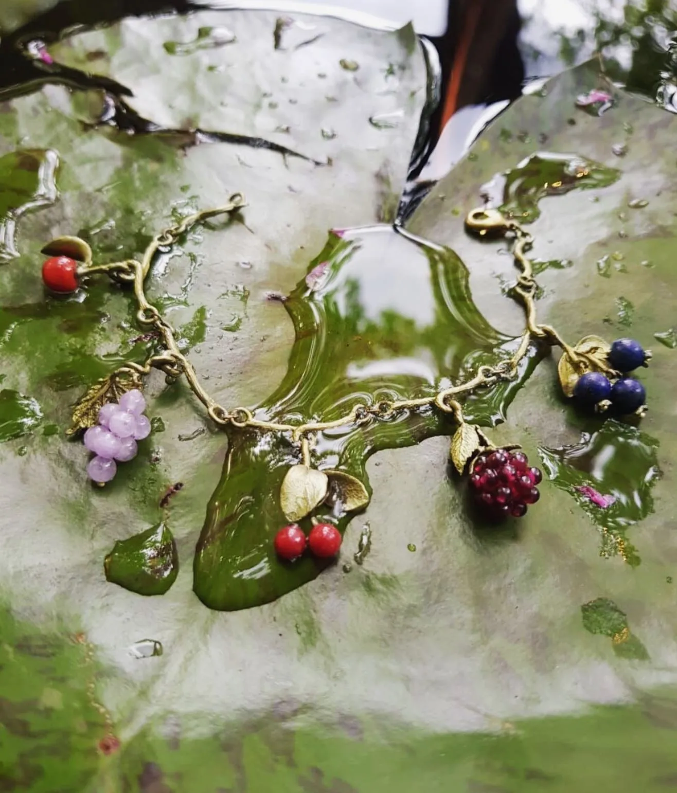 Gemstone Fruit Charm Bracelet