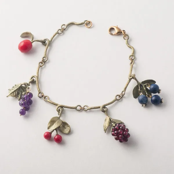 Gemstone Fruit Charm Bracelet