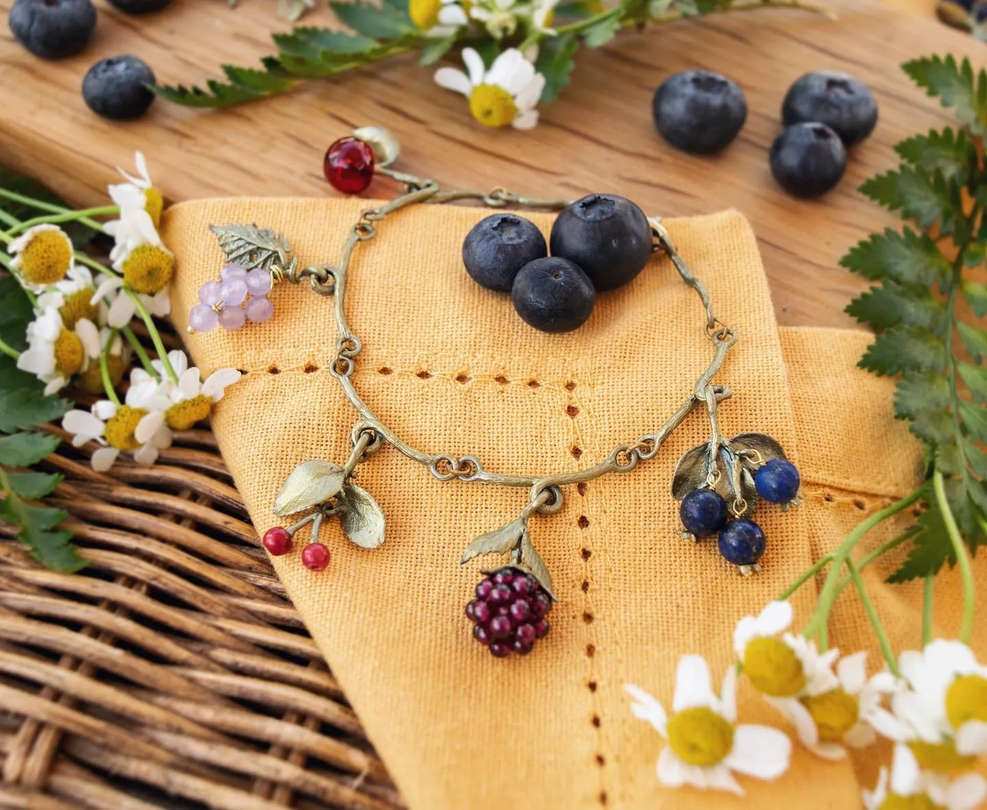 Gemstone Fruit Charm Bracelet