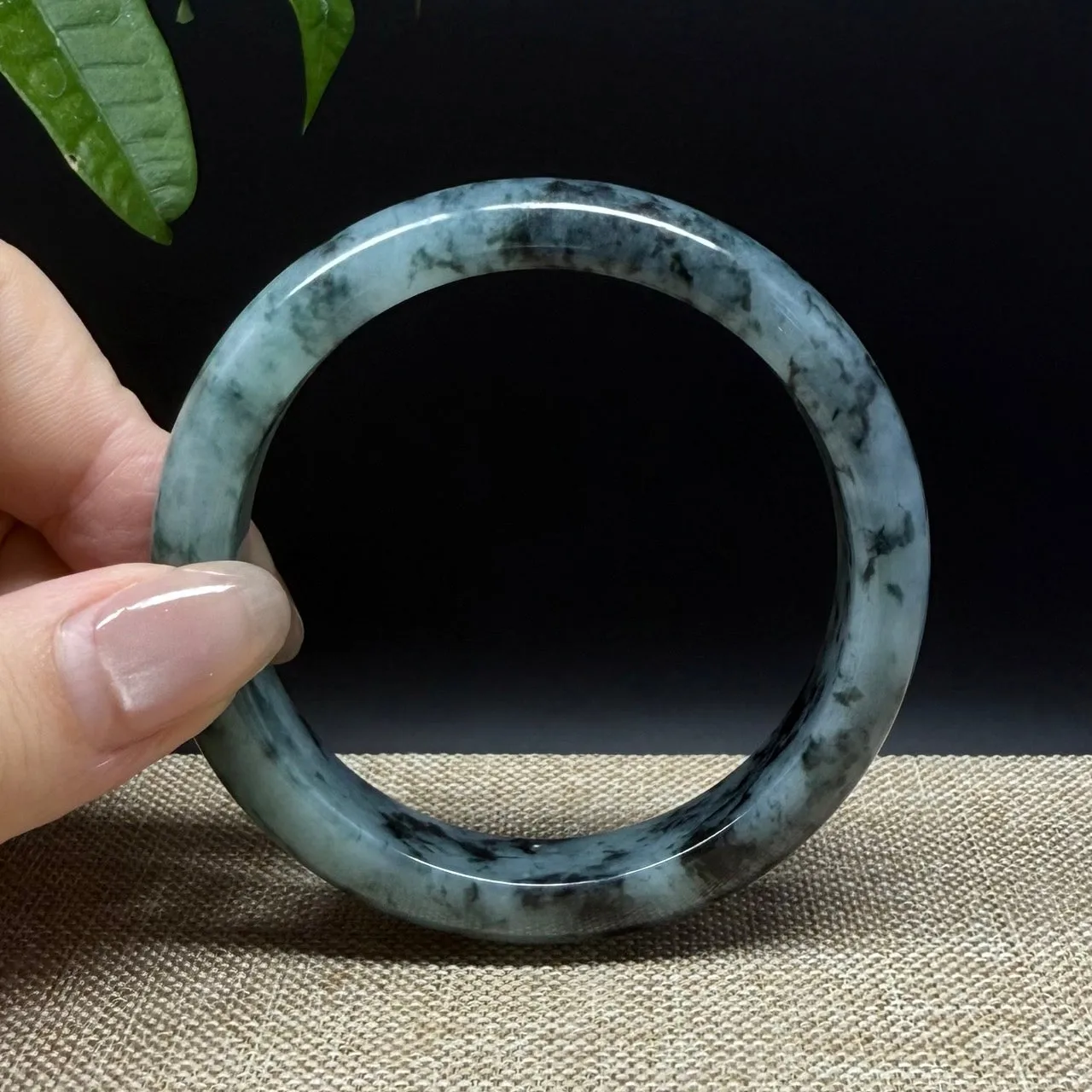 Genuine Burmese Blue Green Jade Jadeite Bangle Bracelet ( 55.3mm )