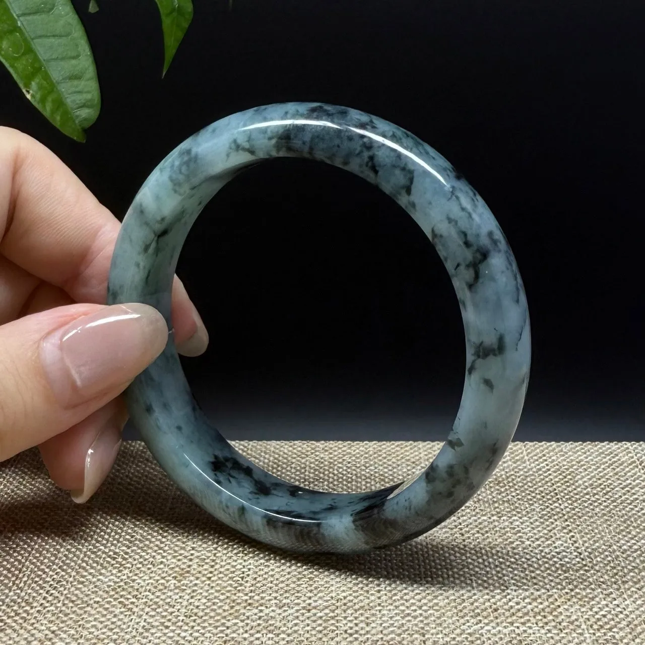 Genuine Burmese Blue Green Jade Jadeite Bangle Bracelet ( 55.3mm )