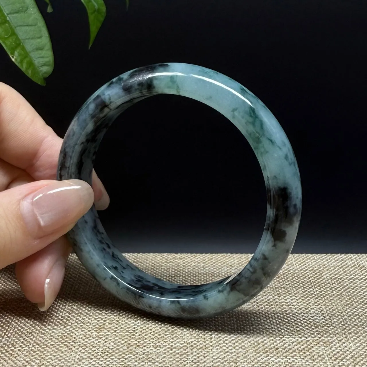 Genuine Burmese Blue Green Jade Jadeite Bangle Bracelet ( 55.3mm )