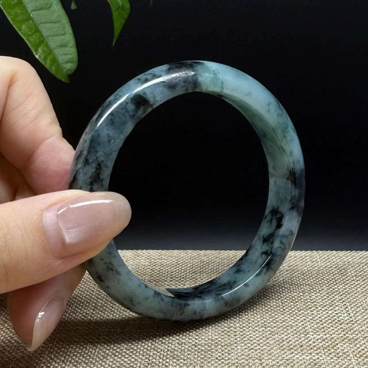 Genuine Burmese Blue Green Jade Jadeite Bangle Bracelet ( 55.3mm )