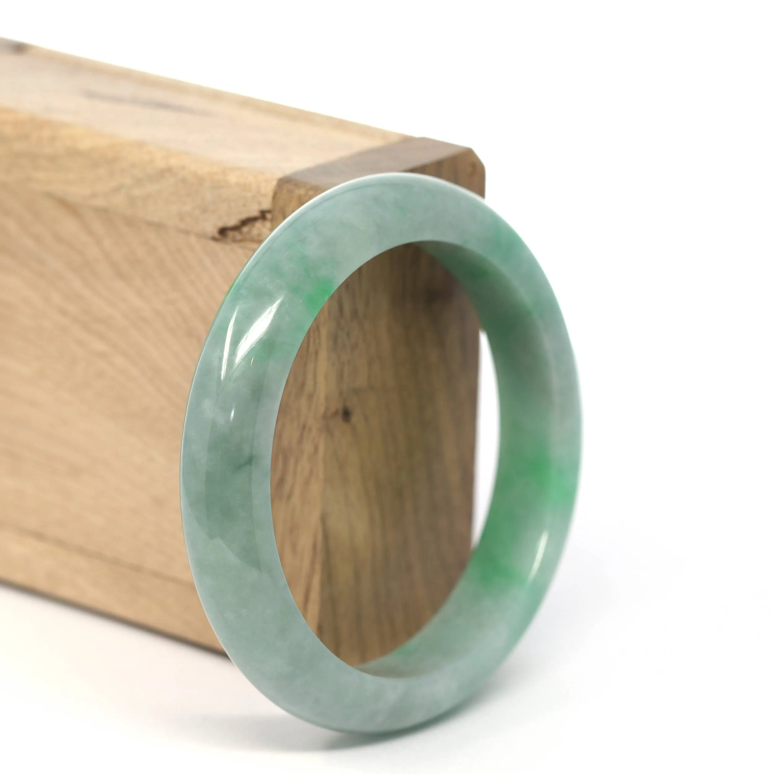 Genuine Burmese Forest Green Jadeite Jade Bangle Bracelet (56 mm) #219