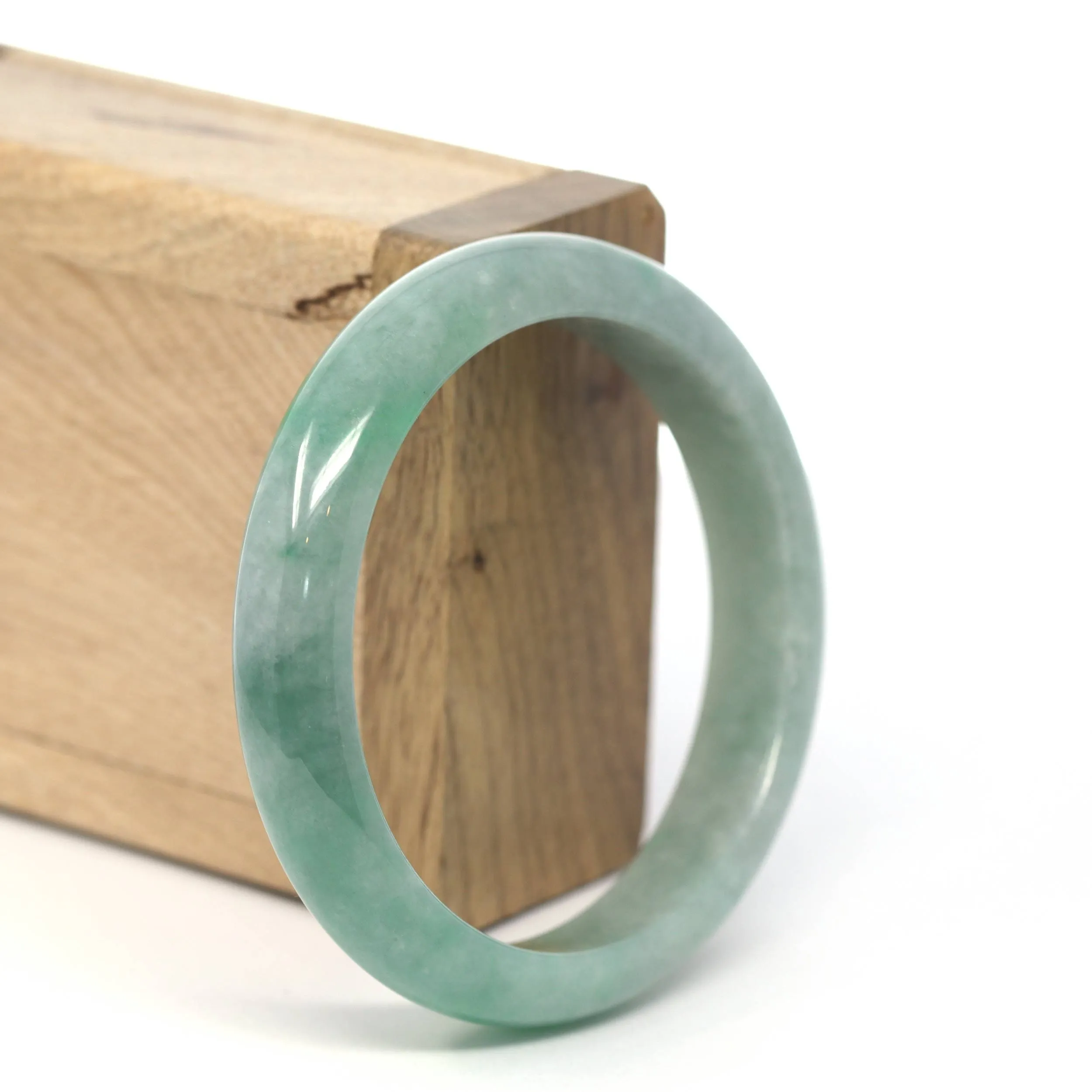 Genuine Burmese Forest Green Jadeite Jade Bangle Bracelet (57.37 mm) #233