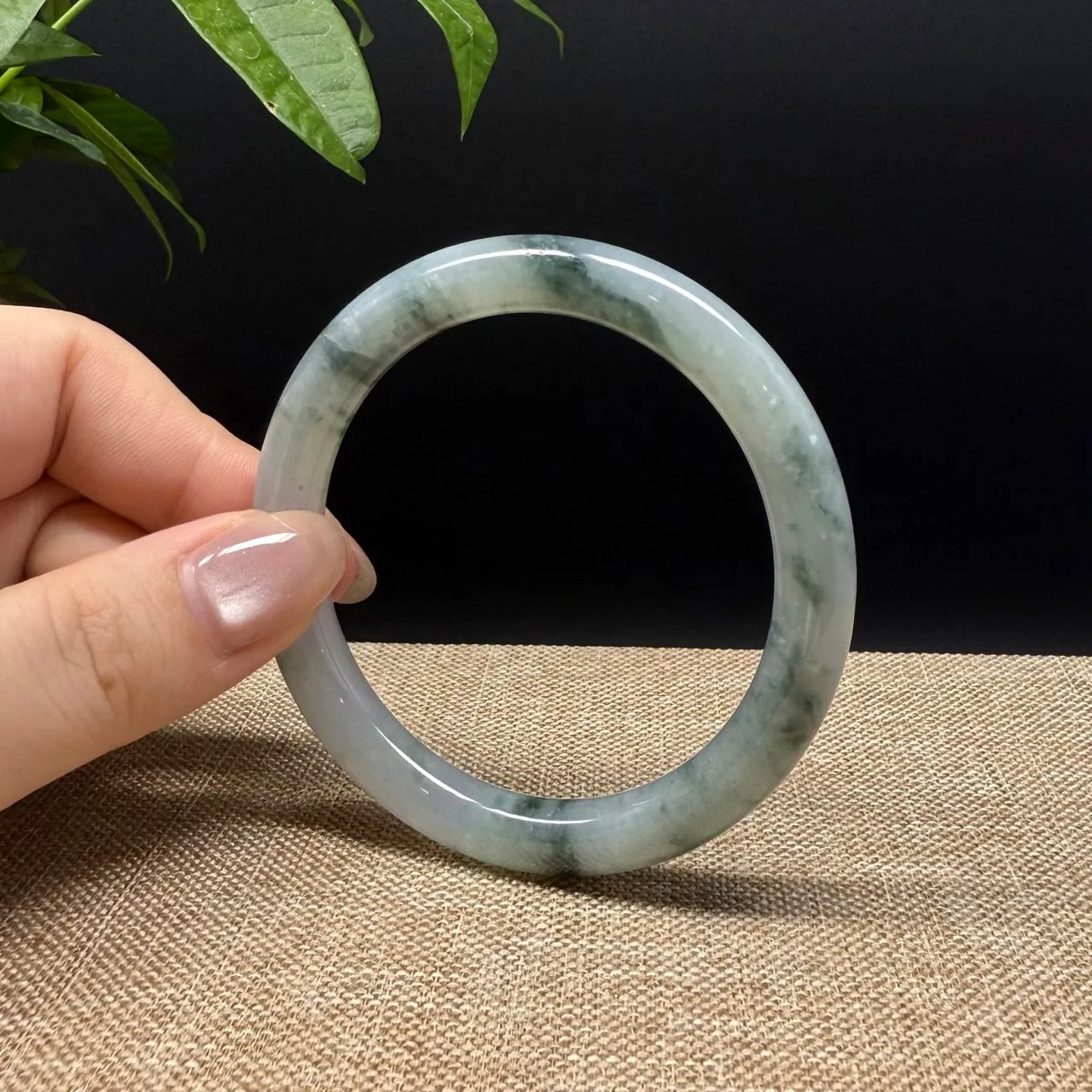 Genuine Burmese Green Jade Jadeite Bangle Bracelet ( 53.4mm )