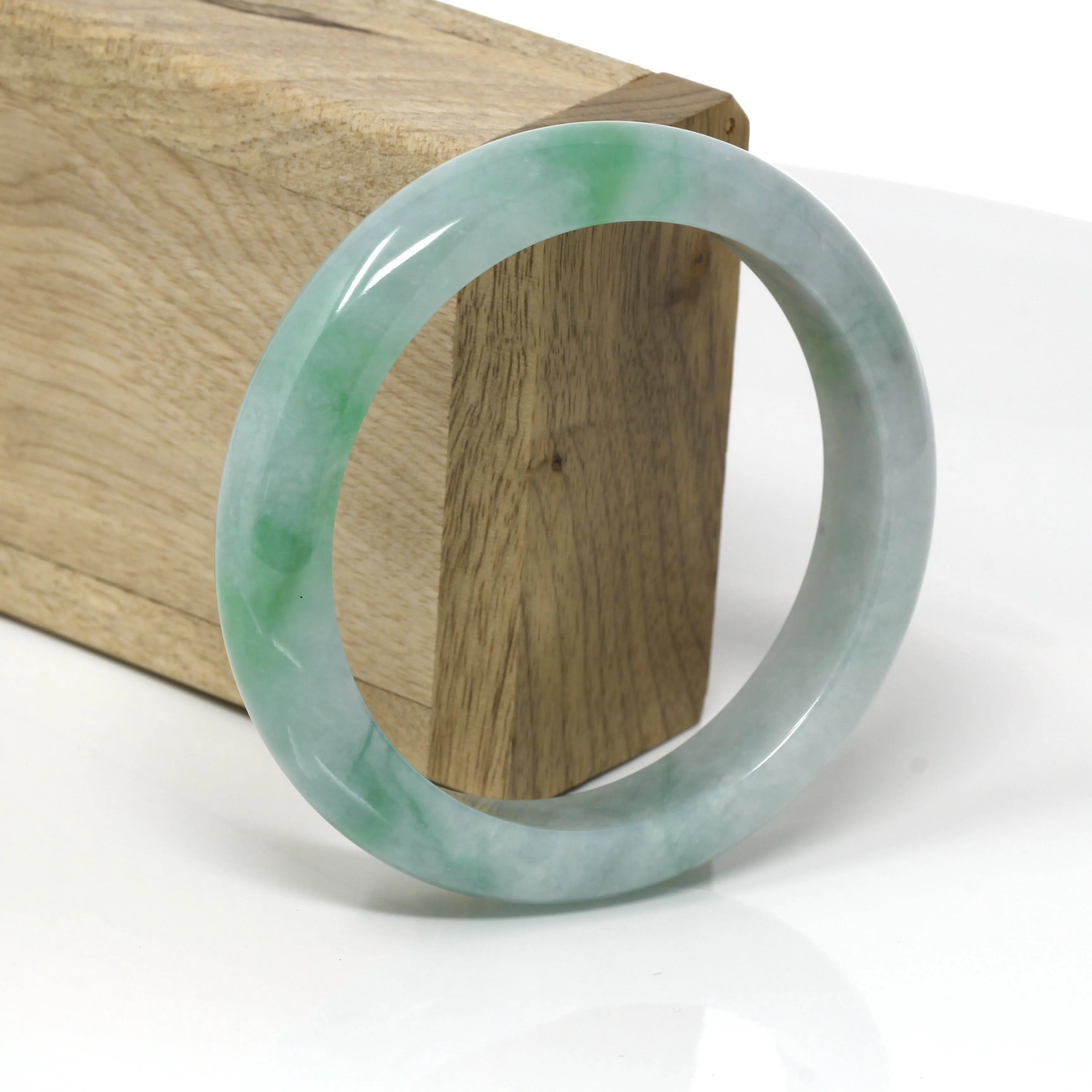 Genuine Burmese Green Jadeite Jade Bangle Bracelet ( 58.8 mm ) #68