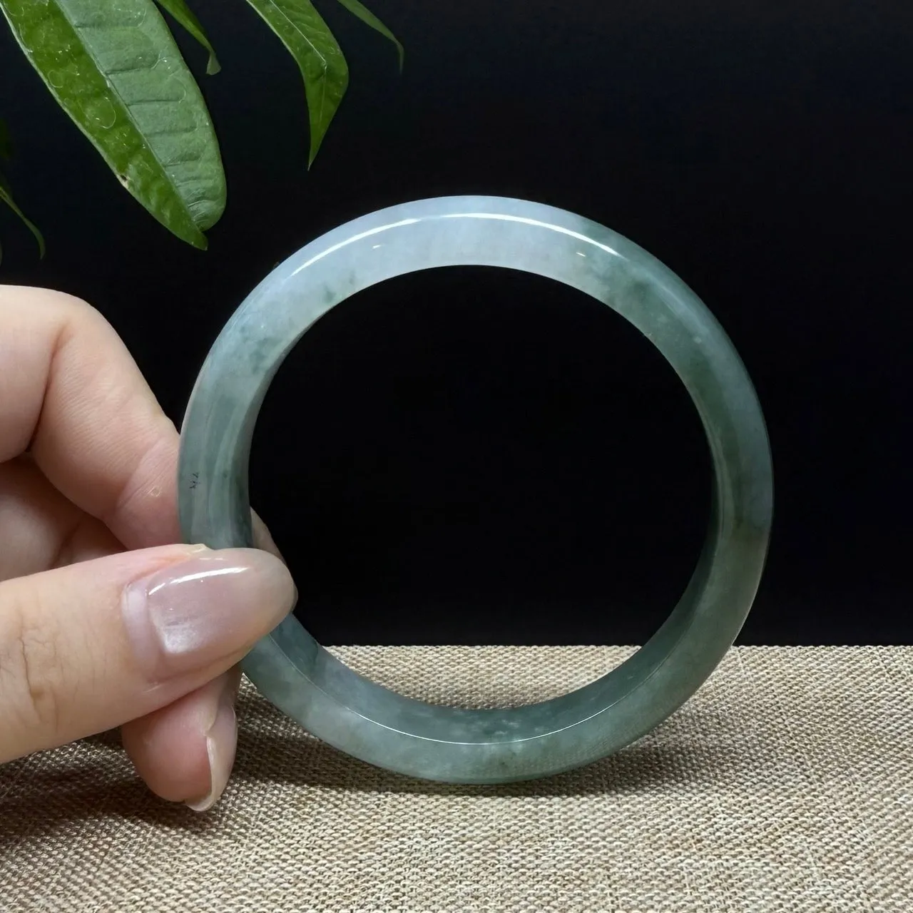 Genuine Burmese Oil Green Jade Jadeite Bangle Bracelet ( 56.7mm )