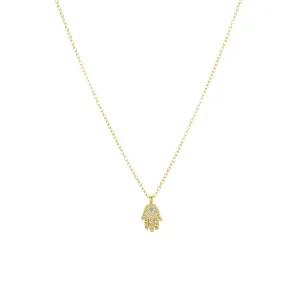 gold plated hamsa charm necklace