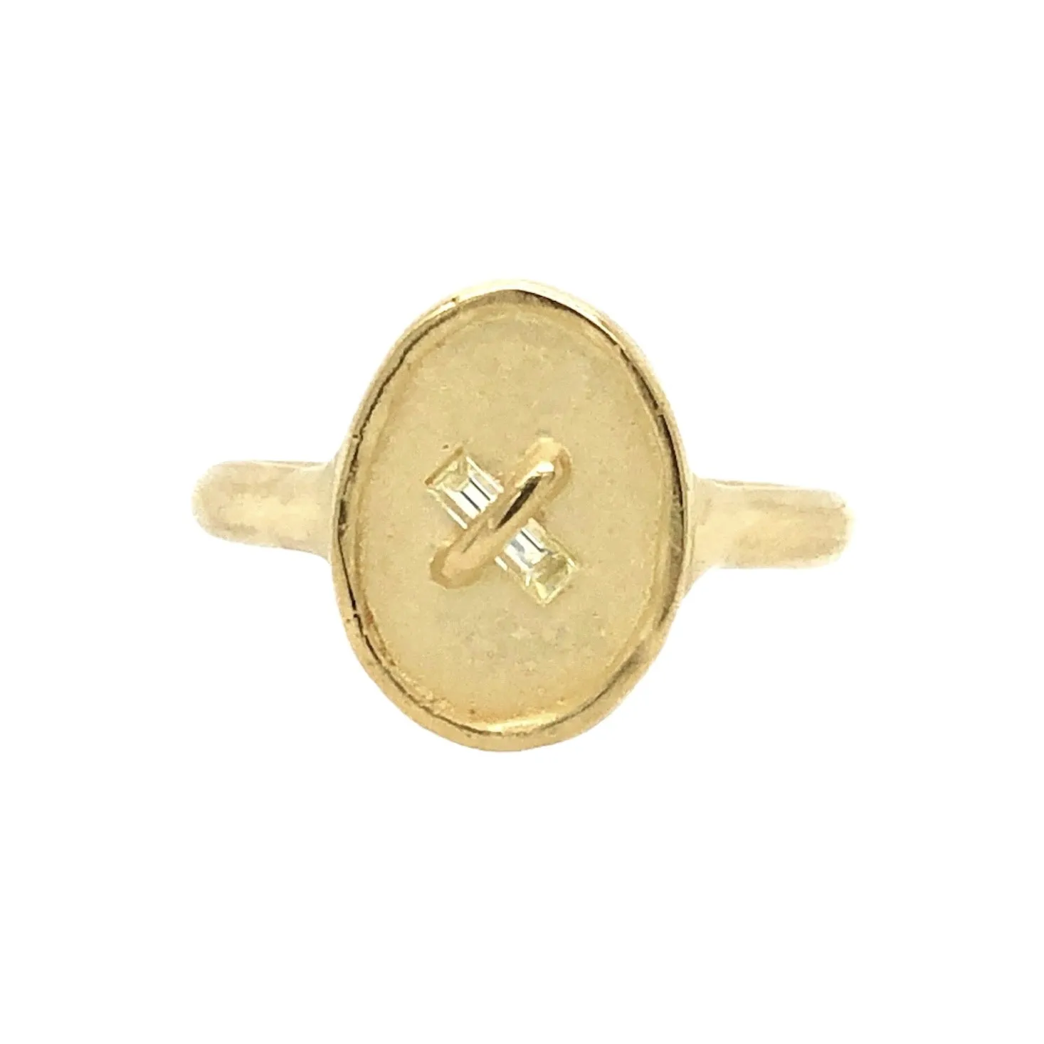 Gold Signet with Diamond X  - Atelier Narce