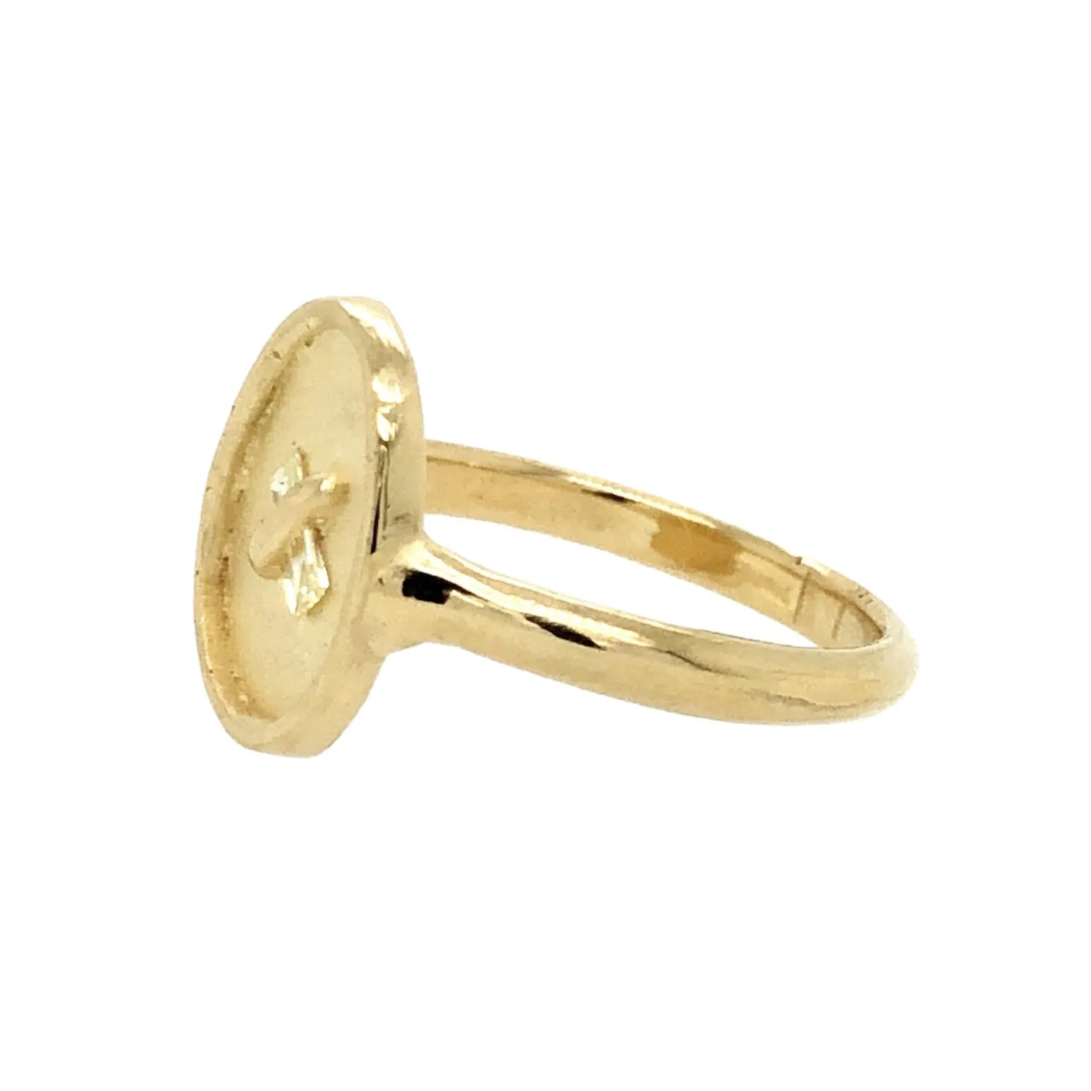 Gold Signet with Diamond X  - Atelier Narce