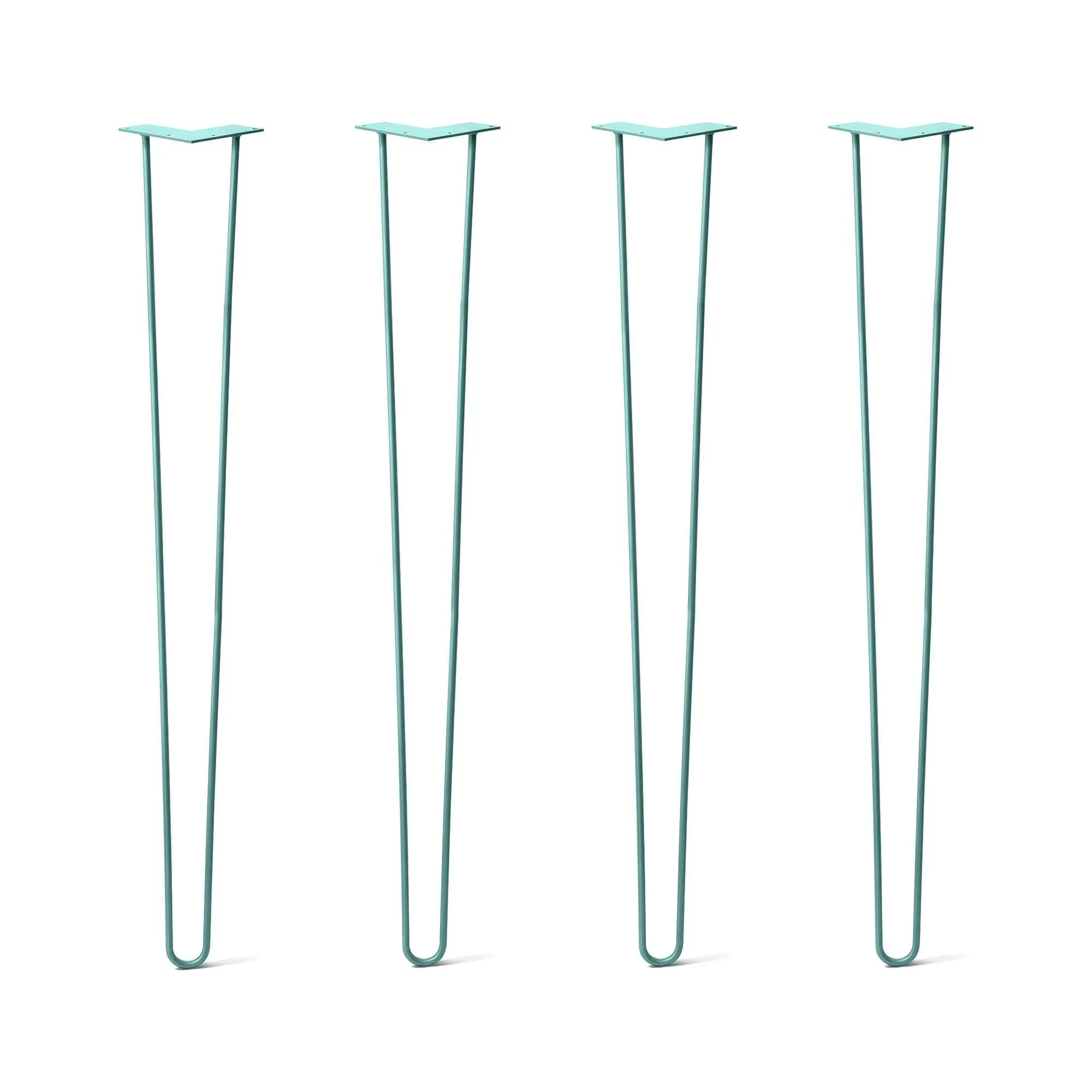 Hairpin Legs Set of 4, 2-Rod Design - Turquoise Powder Coated Finish