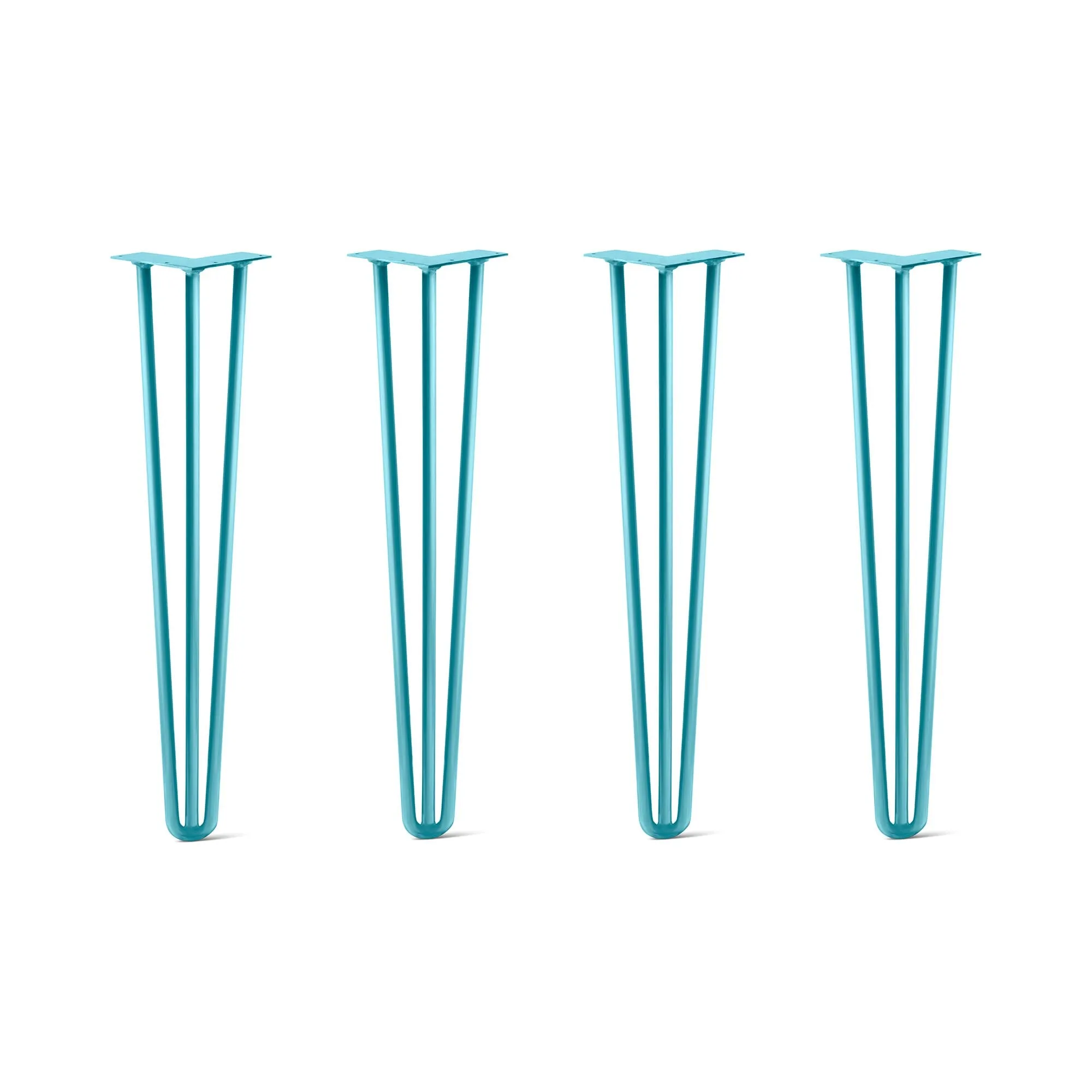 Hairpin Legs Set of 4, 3-Rod Design - Turquoise Powder Coated Finish