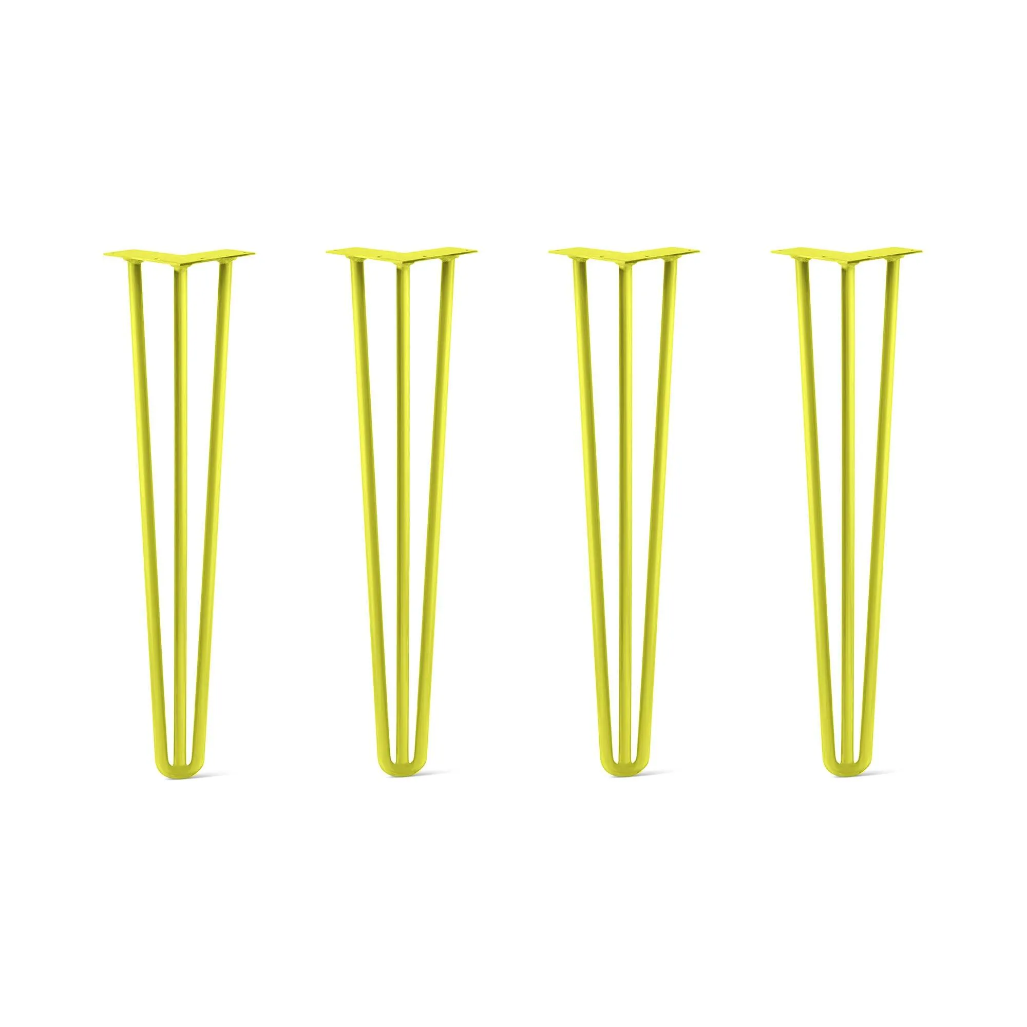 Hairpin Legs Set of 4, 3-Rod Design - Yellow Powder Coated Finish