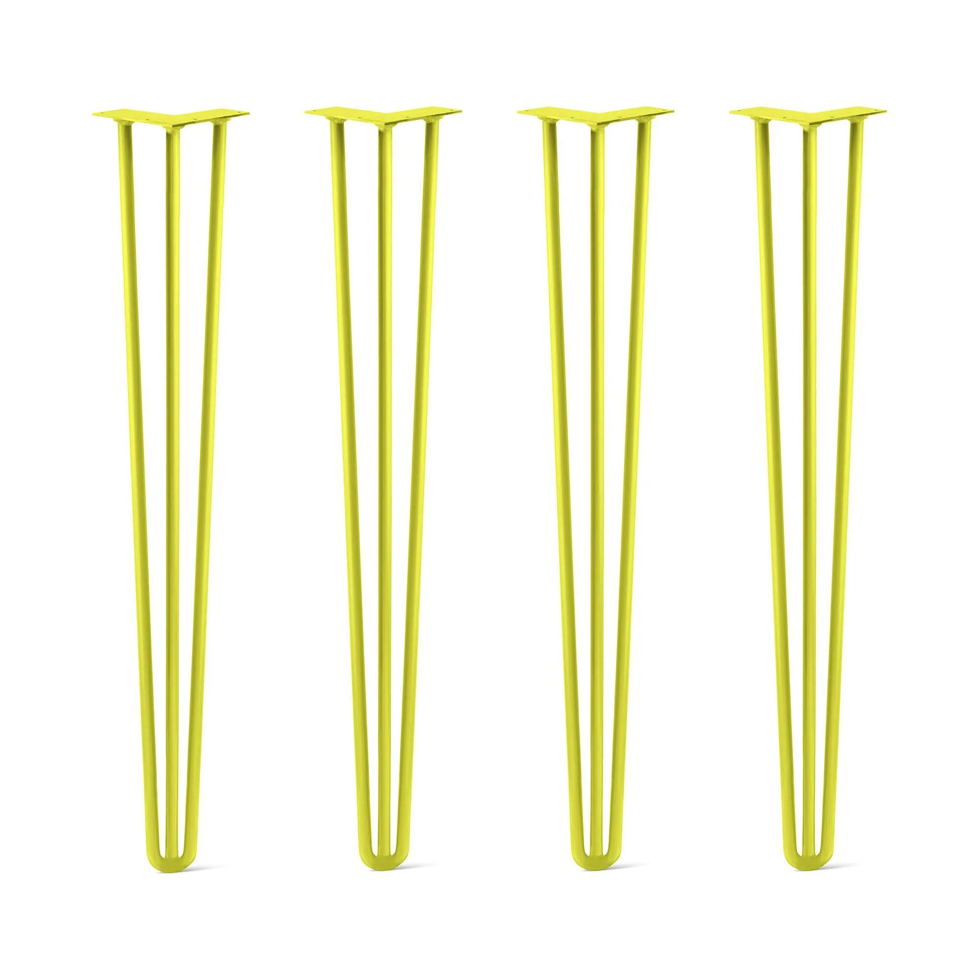 Hairpin Legs Set of 4, 3-Rod Design - Yellow Powder Coated Finish