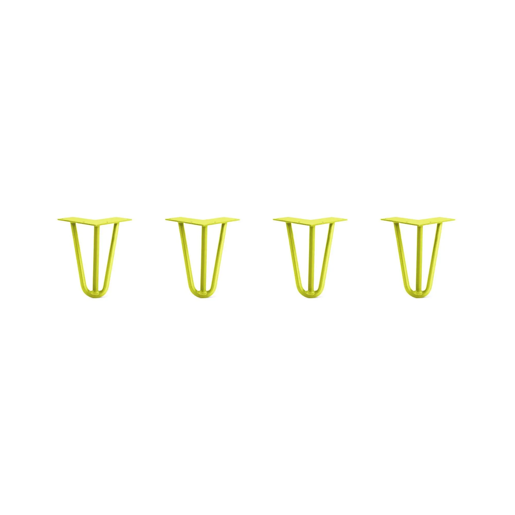 Hairpin Legs Set of 4, 3-Rod Design - Yellow Powder Coated Finish