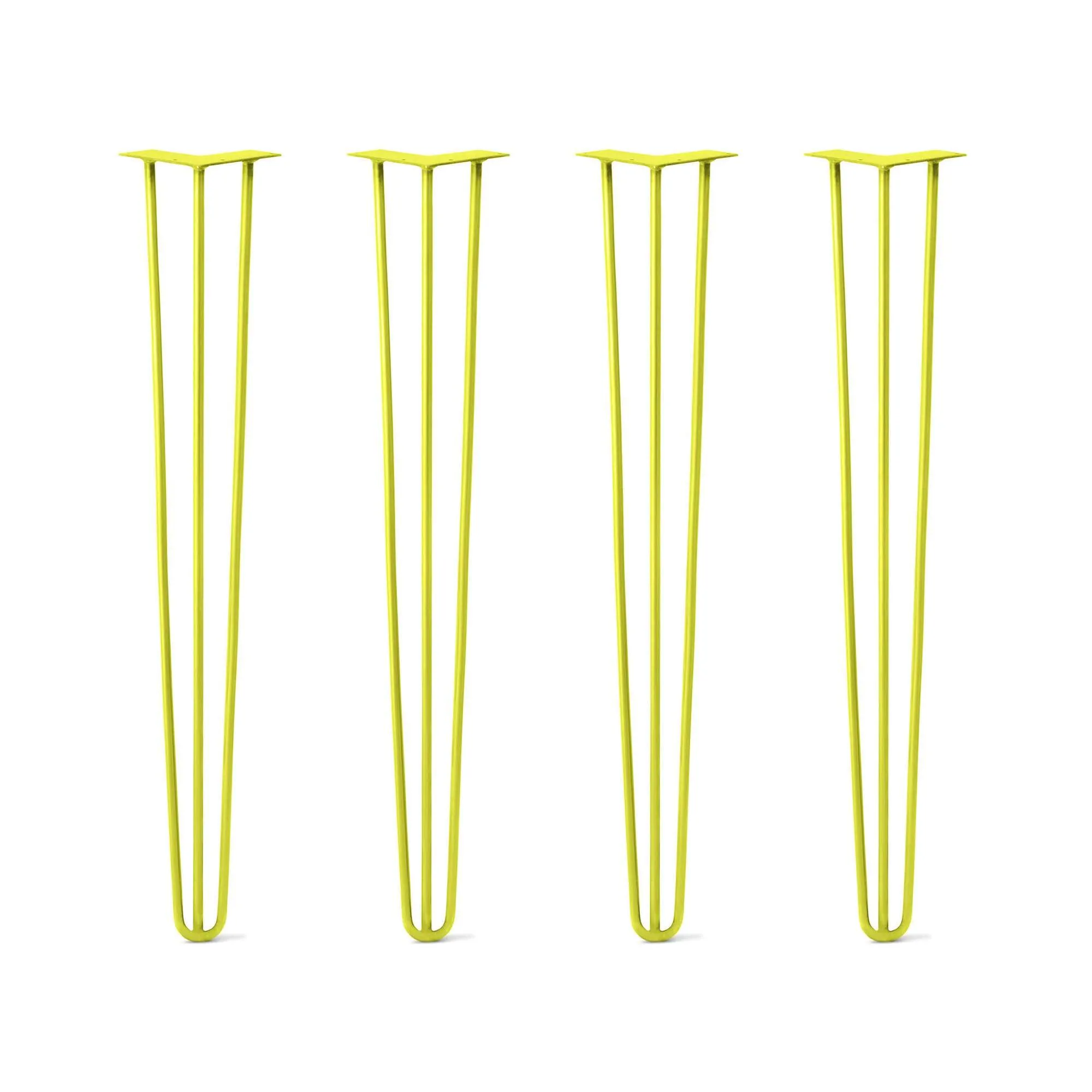 Hairpin Legs Set of 4, 3-Rod Design - Yellow Powder Coated Finish