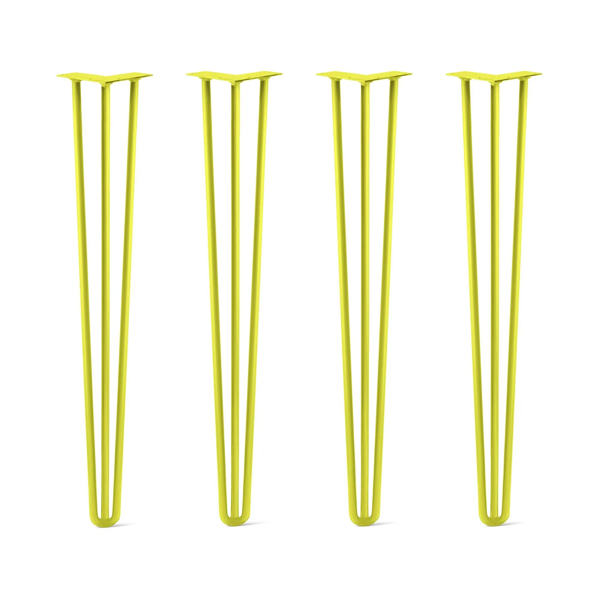 Hairpin Legs Set of 4, 3-Rod Design - Yellow Powder Coated Finish