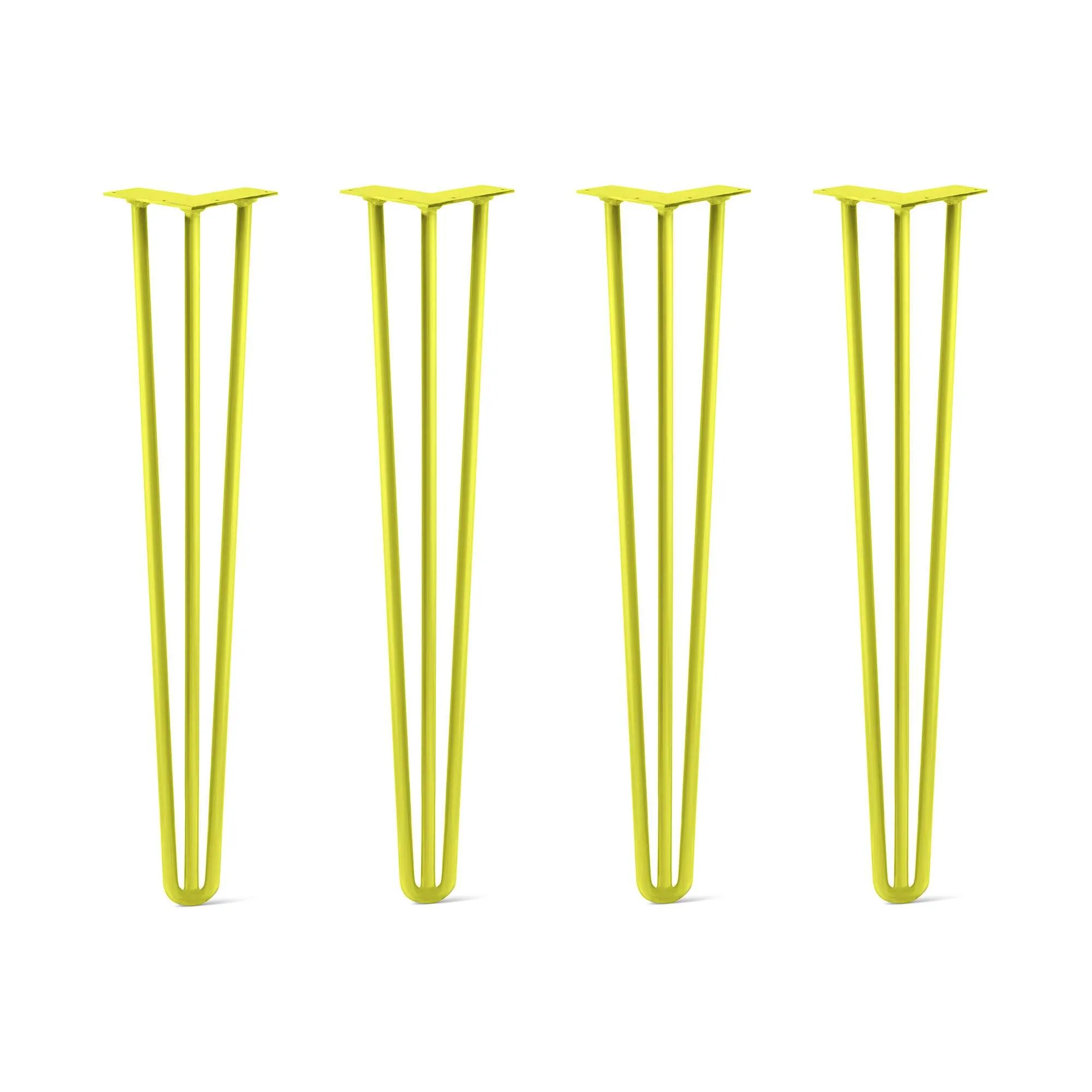 Hairpin Legs Set of 4, 3-Rod Design - Yellow Powder Coated Finish