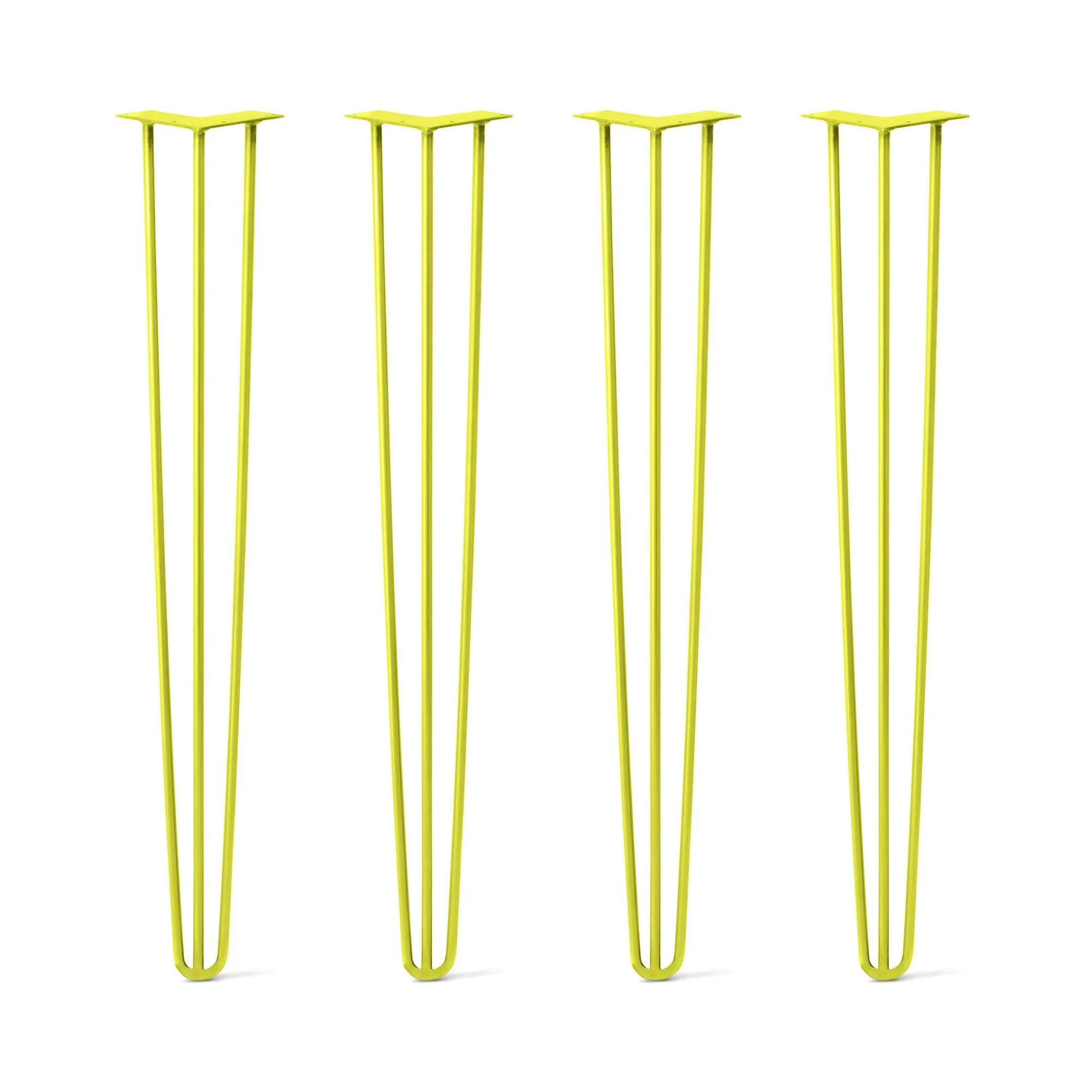 Hairpin Legs Set of 4, 3-Rod Design - Yellow Powder Coated Finish