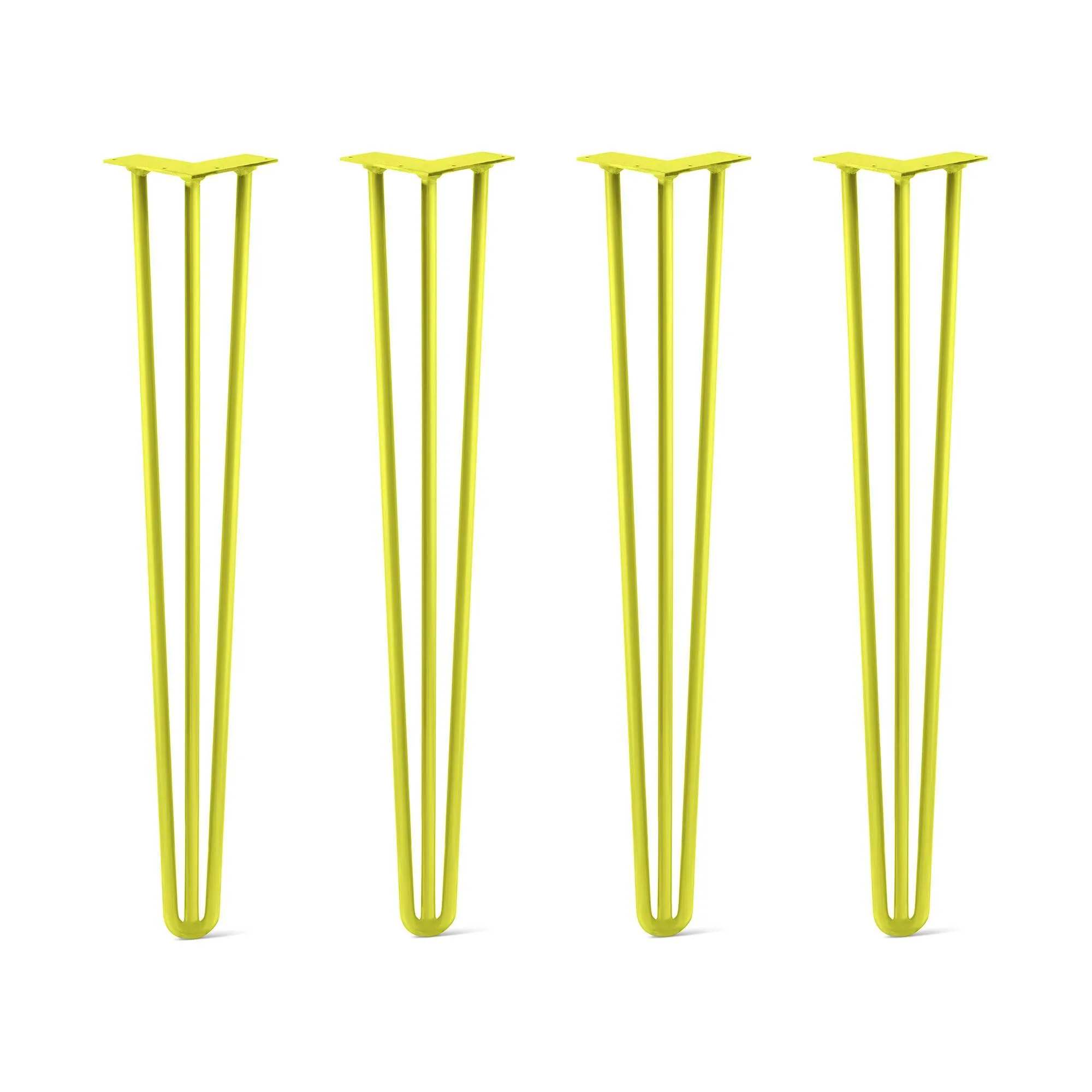 Hairpin Legs Set of 4, 3-Rod Design - Yellow Powder Coated Finish