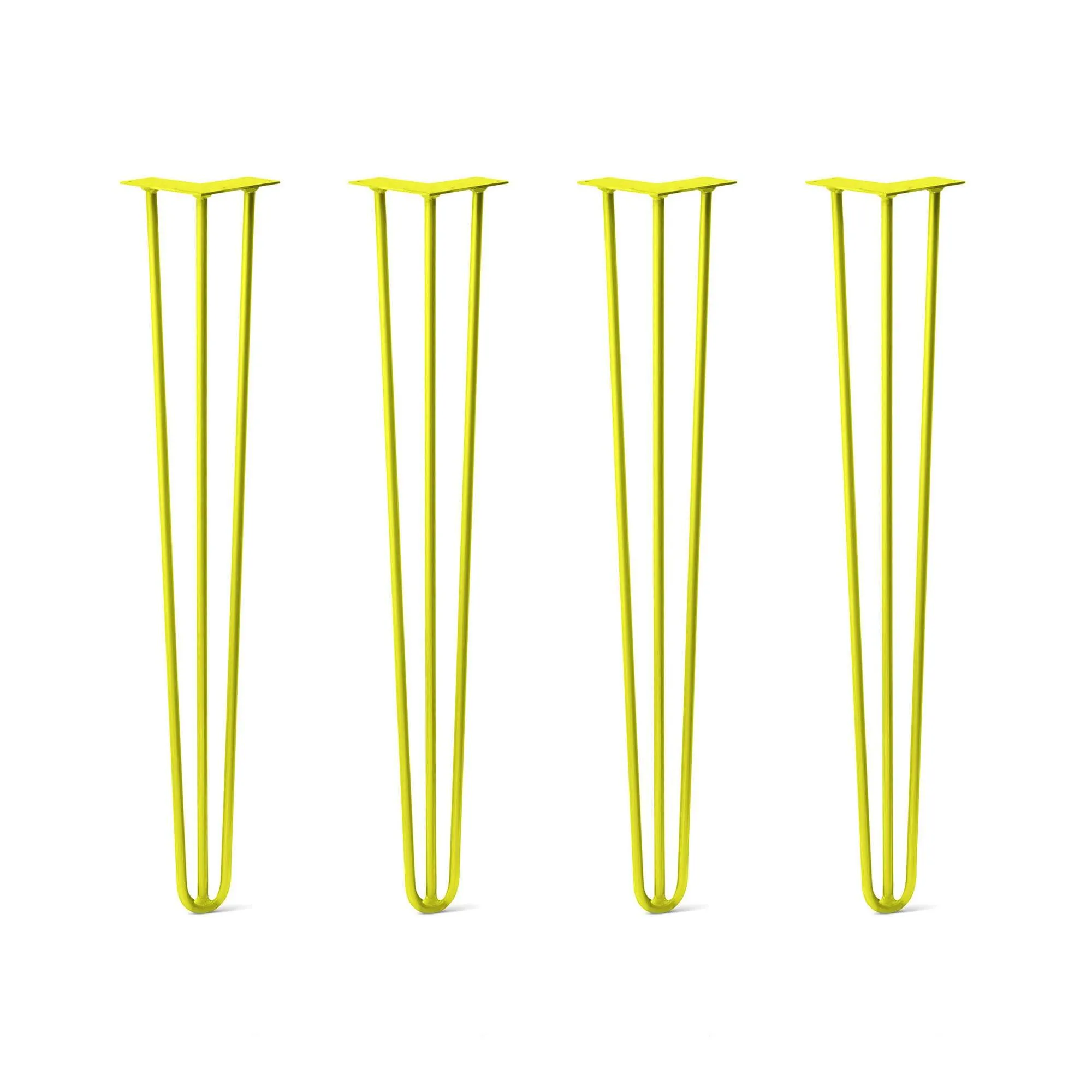 Hairpin Legs Set of 4, 3-Rod Design - Yellow Powder Coated Finish