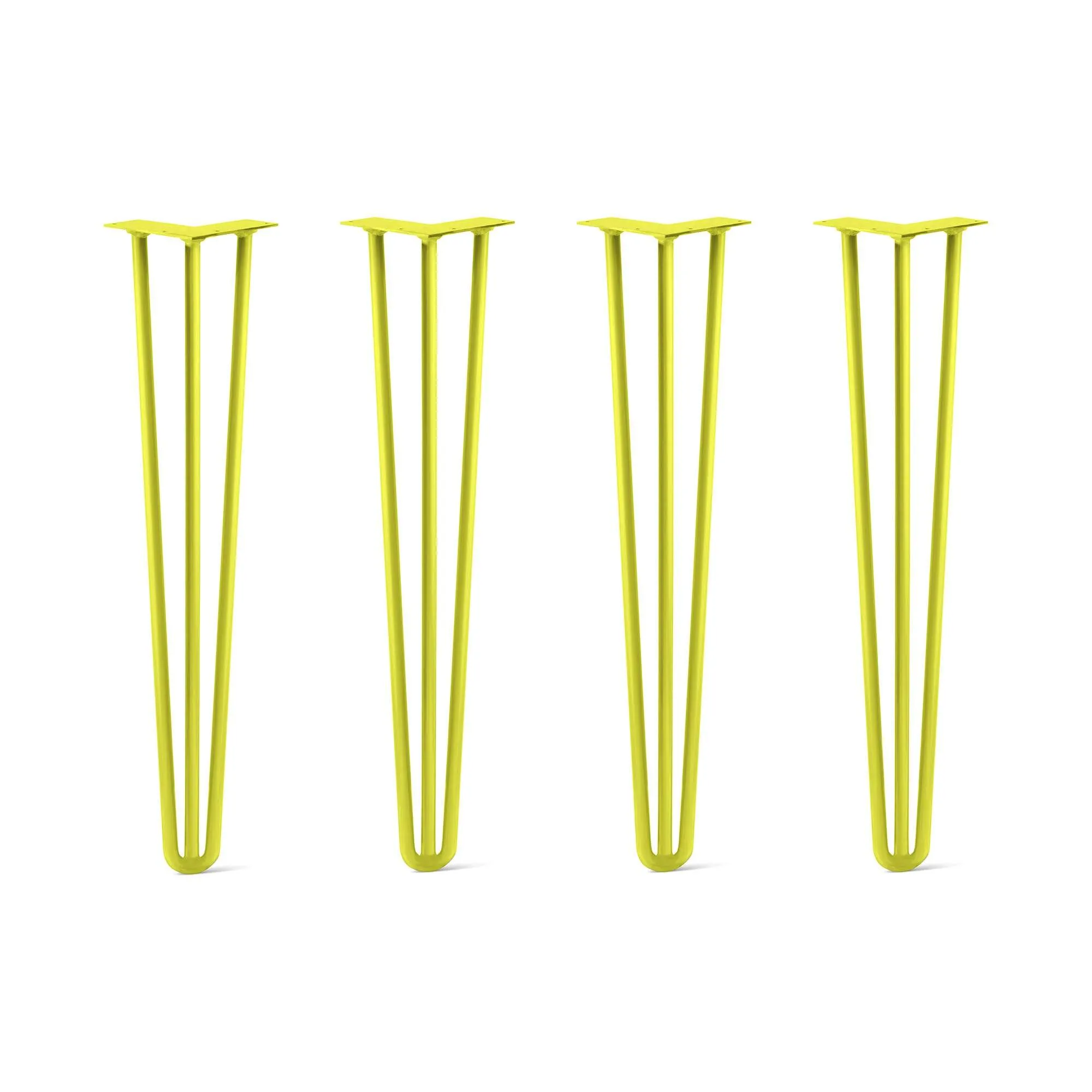 Hairpin Legs Set of 4, 3-Rod Design - Yellow Powder Coated Finish