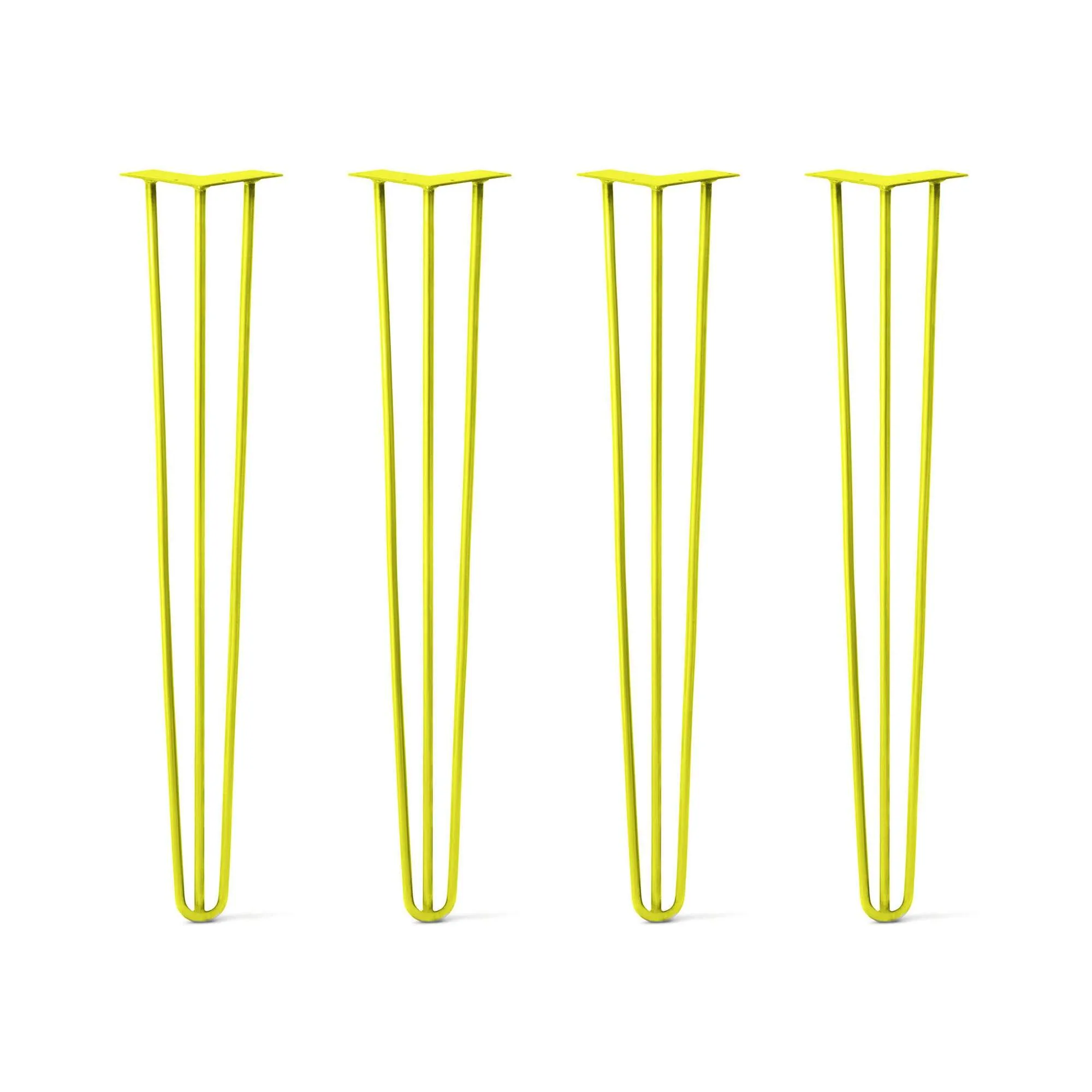 Hairpin Legs Set of 4, 3-Rod Design - Yellow Powder Coated Finish