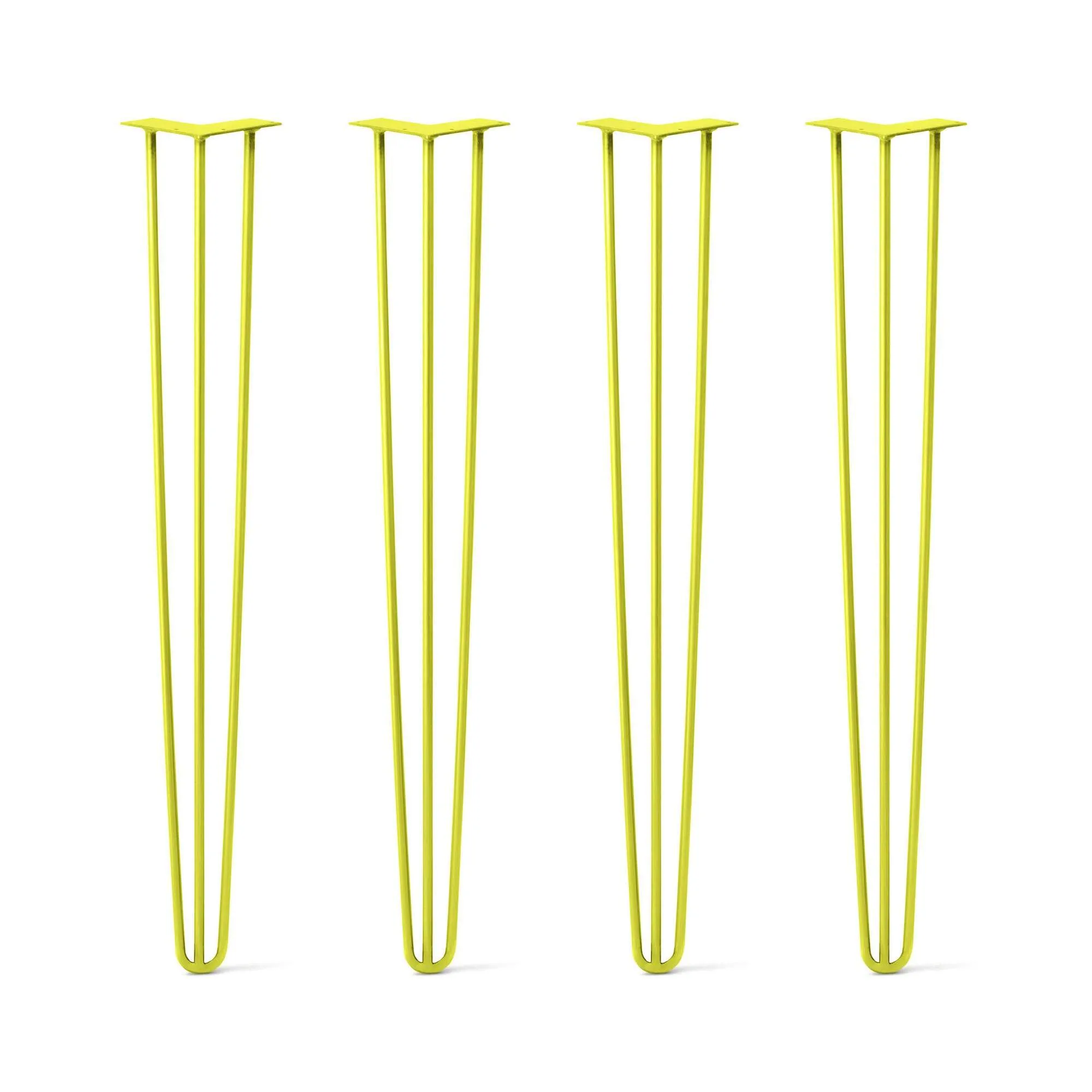 Hairpin Legs Set of 4, 3-Rod Design - Yellow Powder Coated Finish