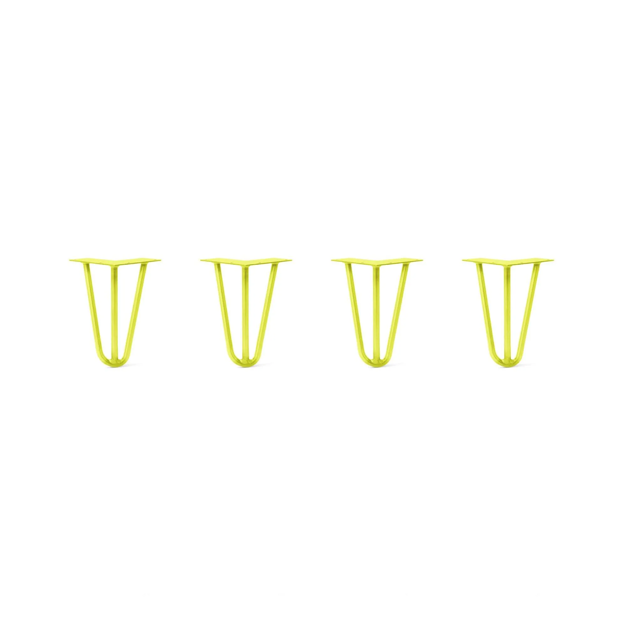 Hairpin Legs Set of 4, 3-Rod Design - Yellow Powder Coated Finish