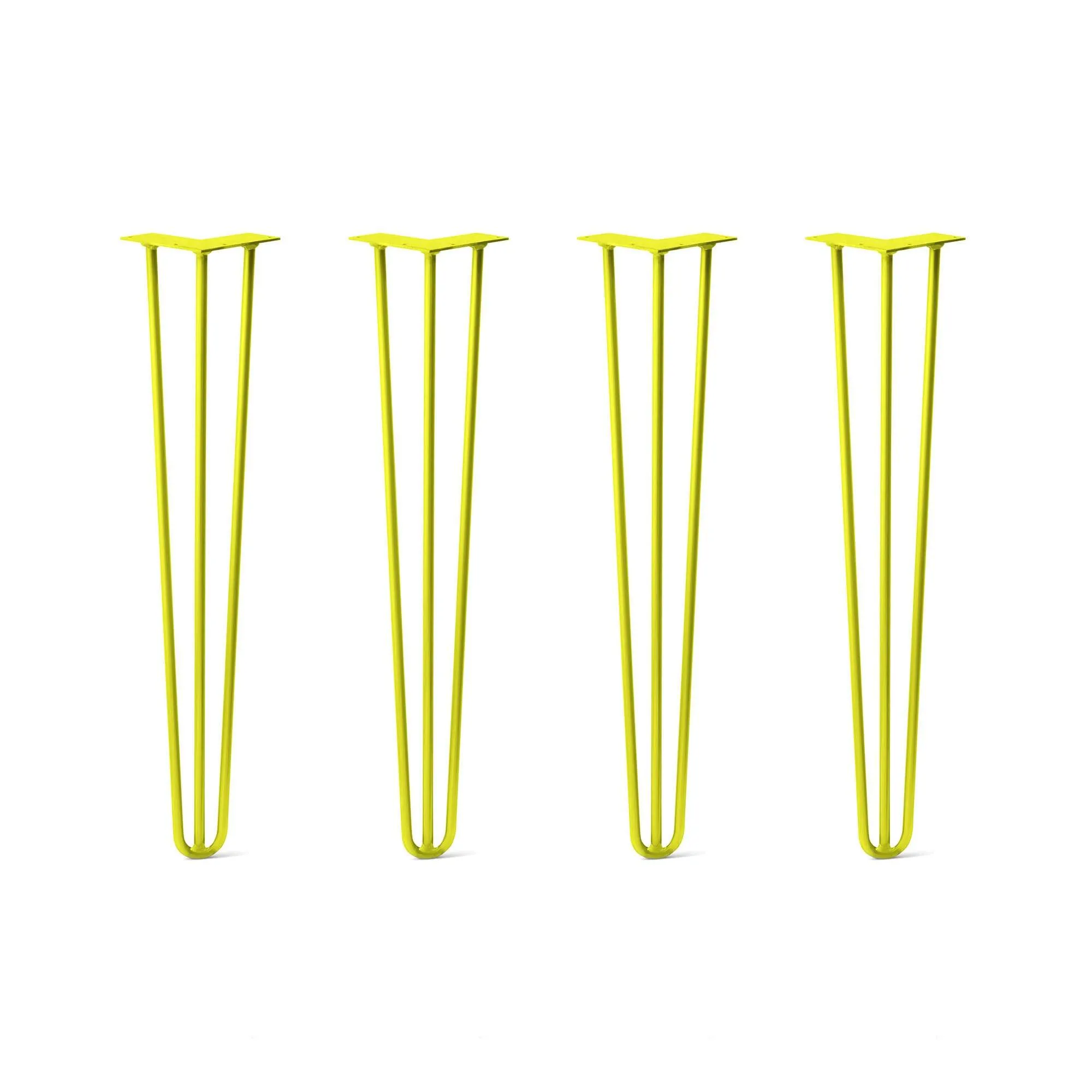 Hairpin Legs Set of 4, 3-Rod Design - Yellow Powder Coated Finish