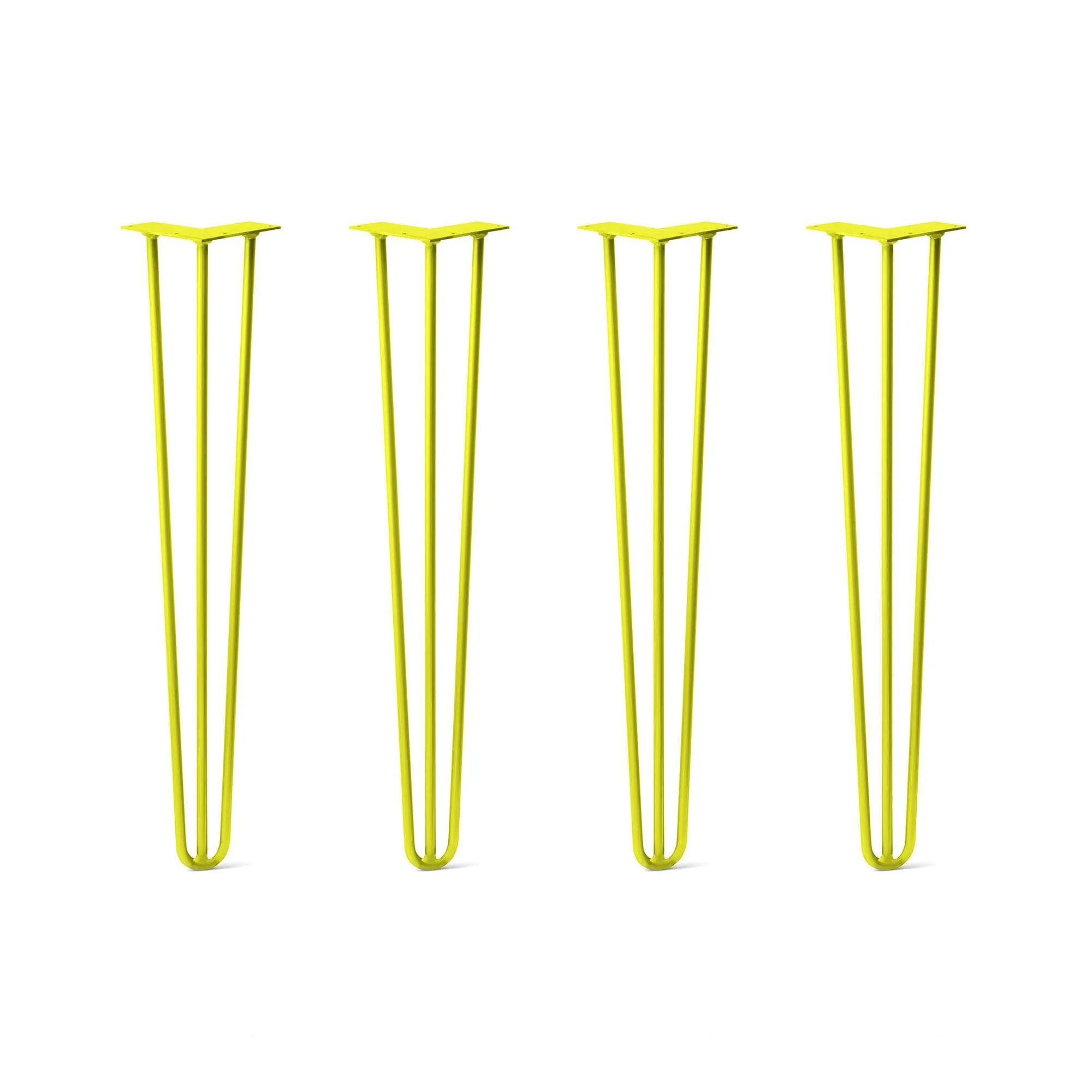 Hairpin Legs Set of 4, 3-Rod Design - Yellow Powder Coated Finish