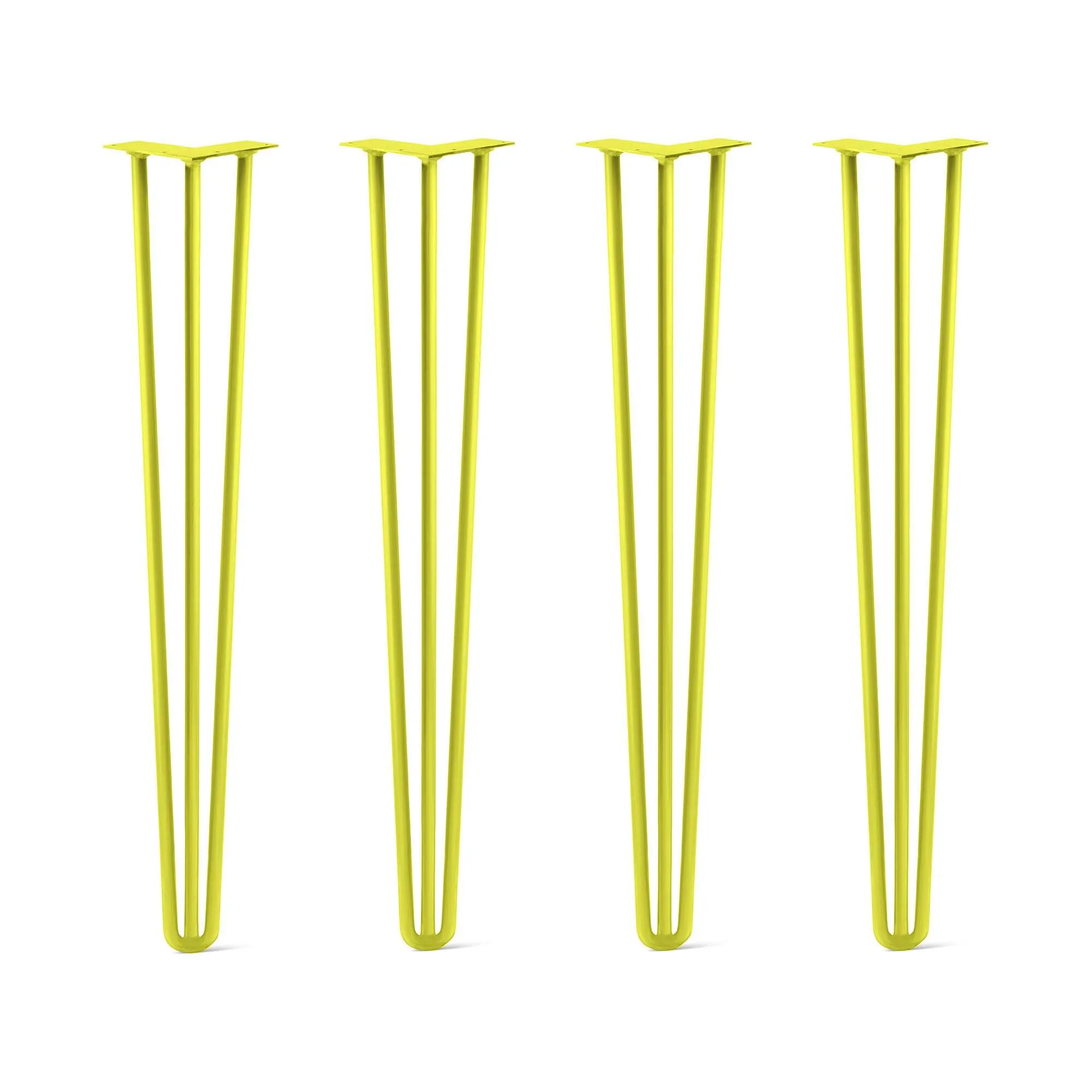 Hairpin Legs Set of 4, 3-Rod Design - Yellow Powder Coated Finish