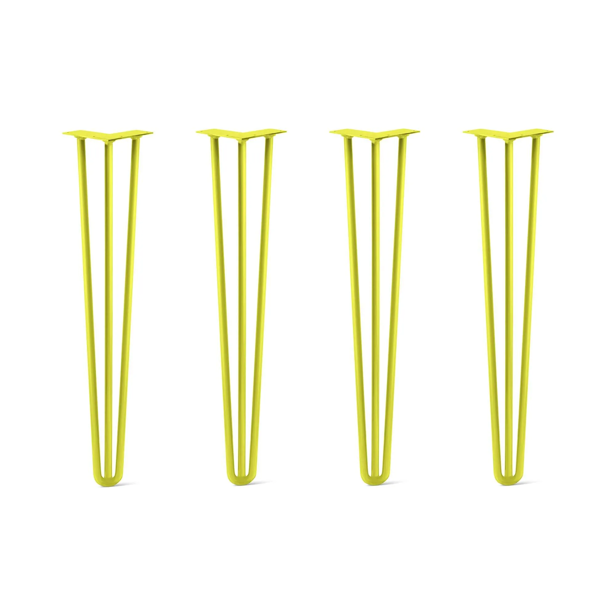 Hairpin Legs Set of 4, 3-Rod Design - Yellow Powder Coated Finish