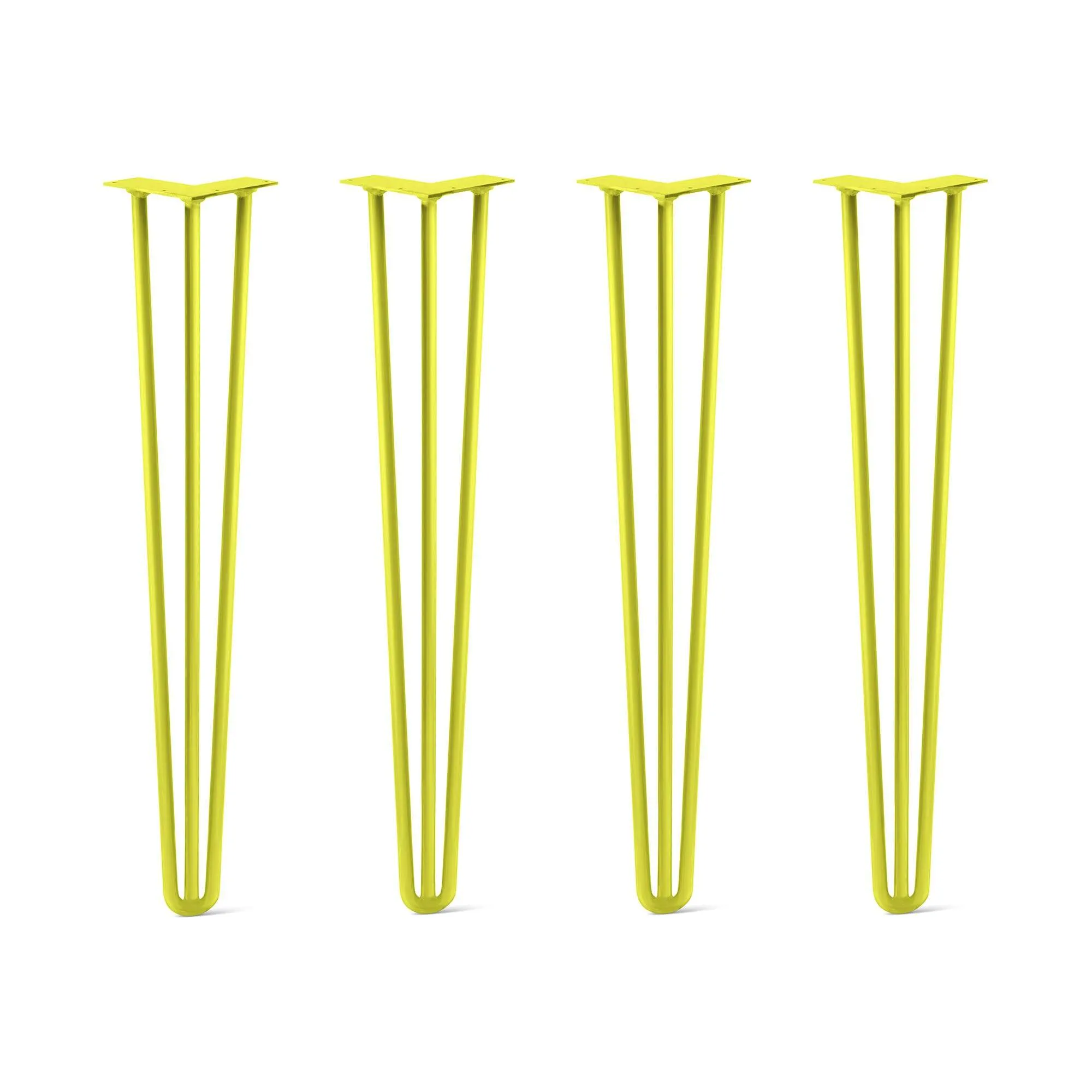 Hairpin Legs Set of 4, 3-Rod Design - Yellow Powder Coated Finish