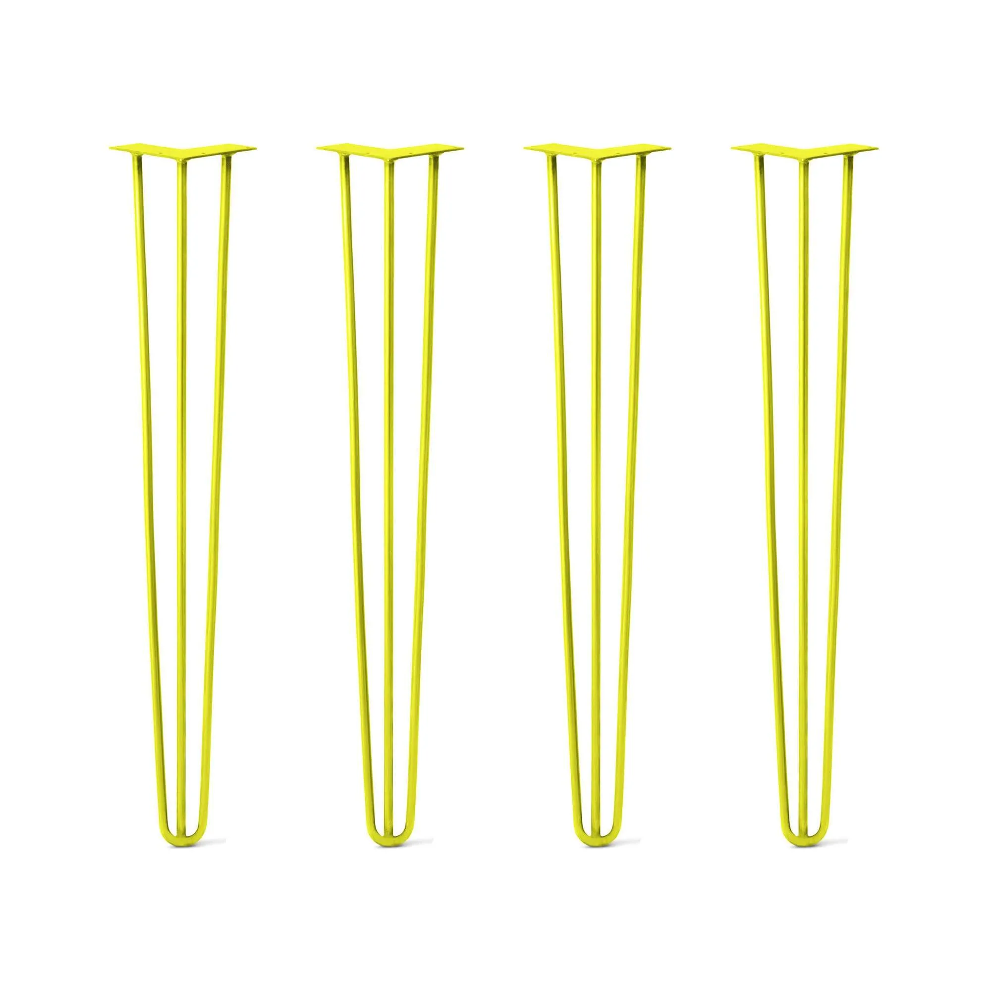 Hairpin Legs Set of 4, 3-Rod Design - Yellow Powder Coated Finish