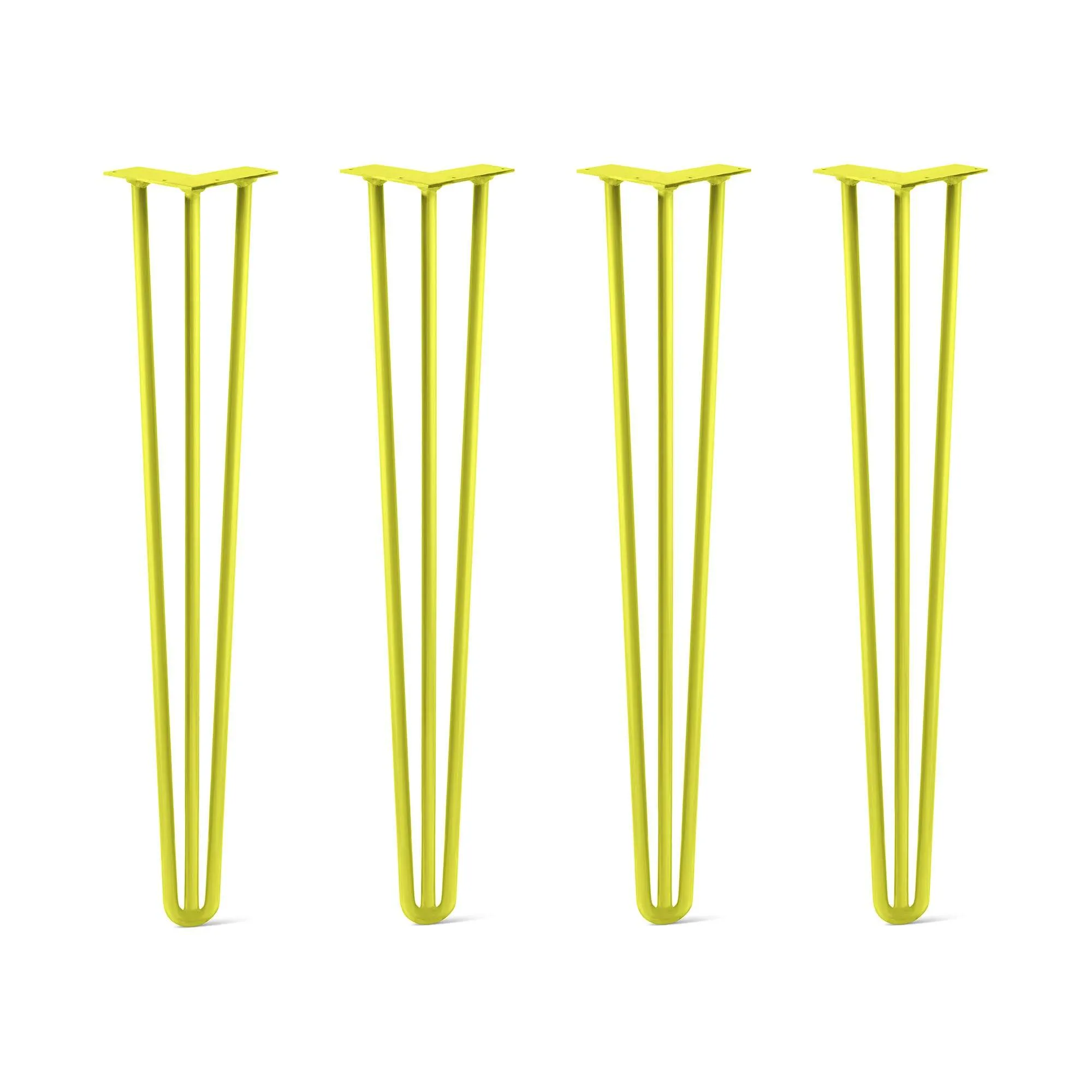 Hairpin Legs Set of 4, 3-Rod Design - Yellow Powder Coated Finish