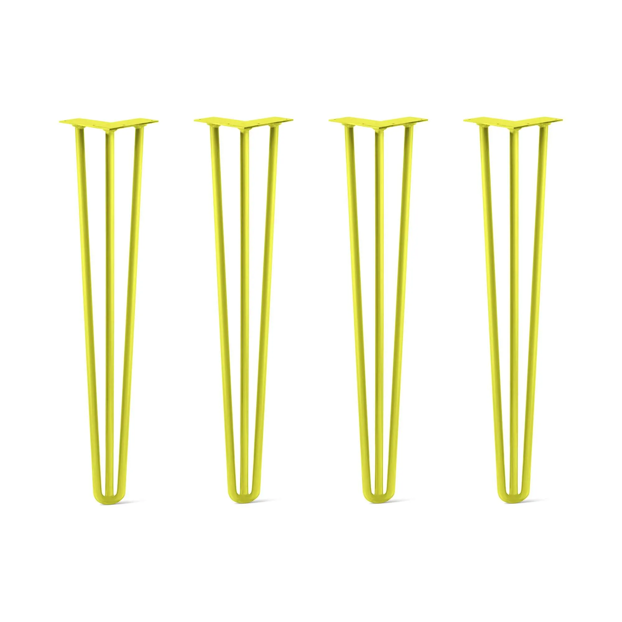 Hairpin Legs Set of 4, 3-Rod Design - Yellow Powder Coated Finish